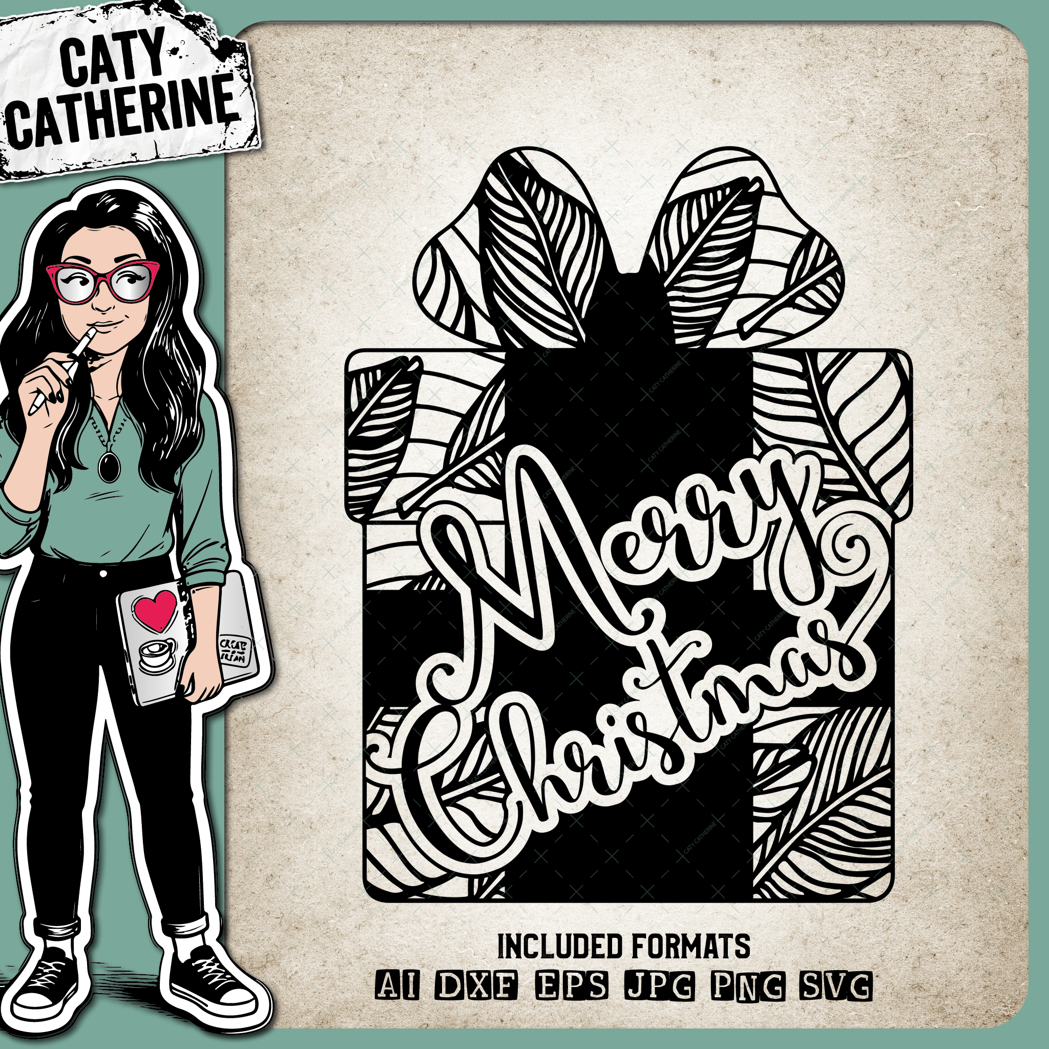 Merry Christmas Present Gift – SVG Design by Caty Catherine
