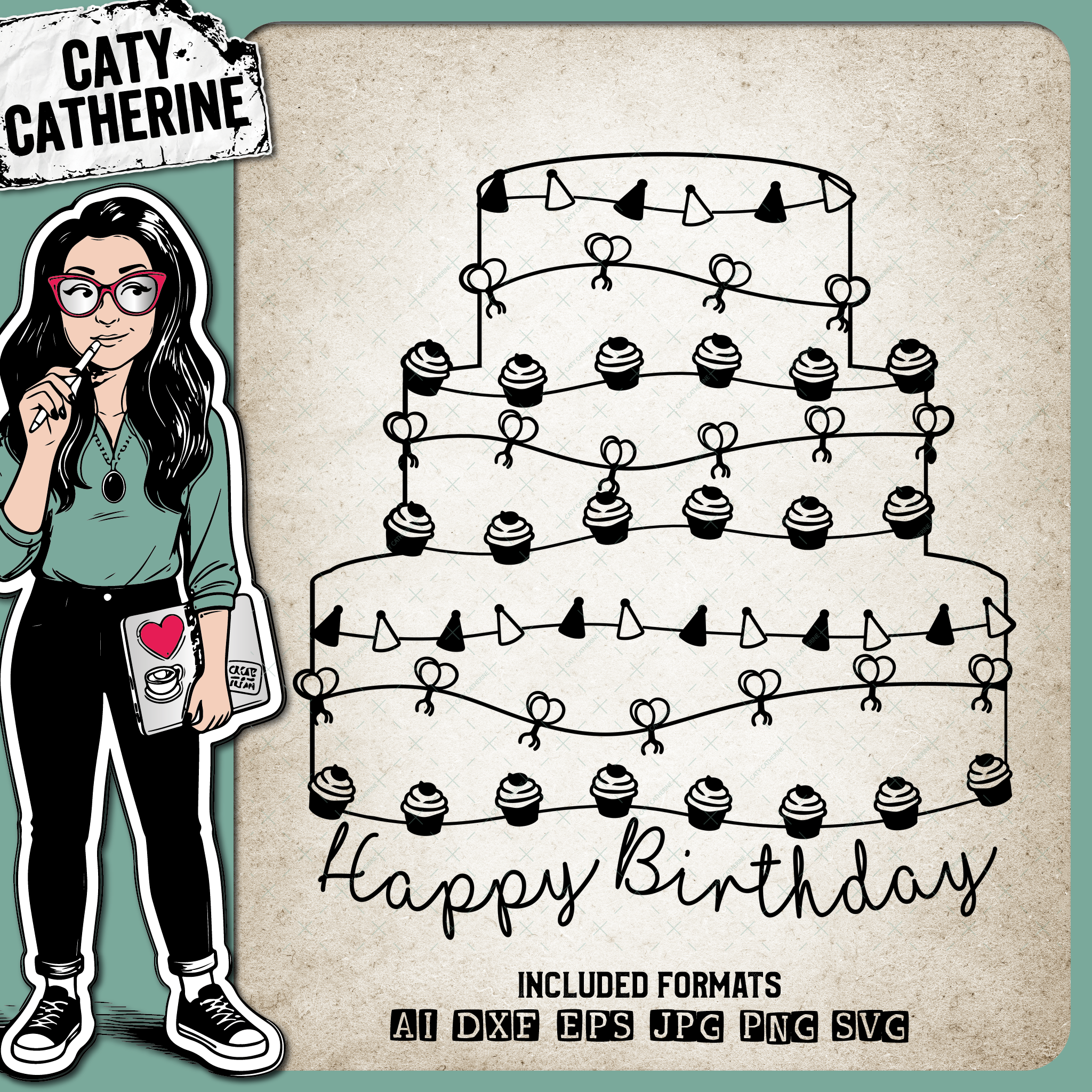 Happy Cake – Birthday SVG Design by Caty Catherine