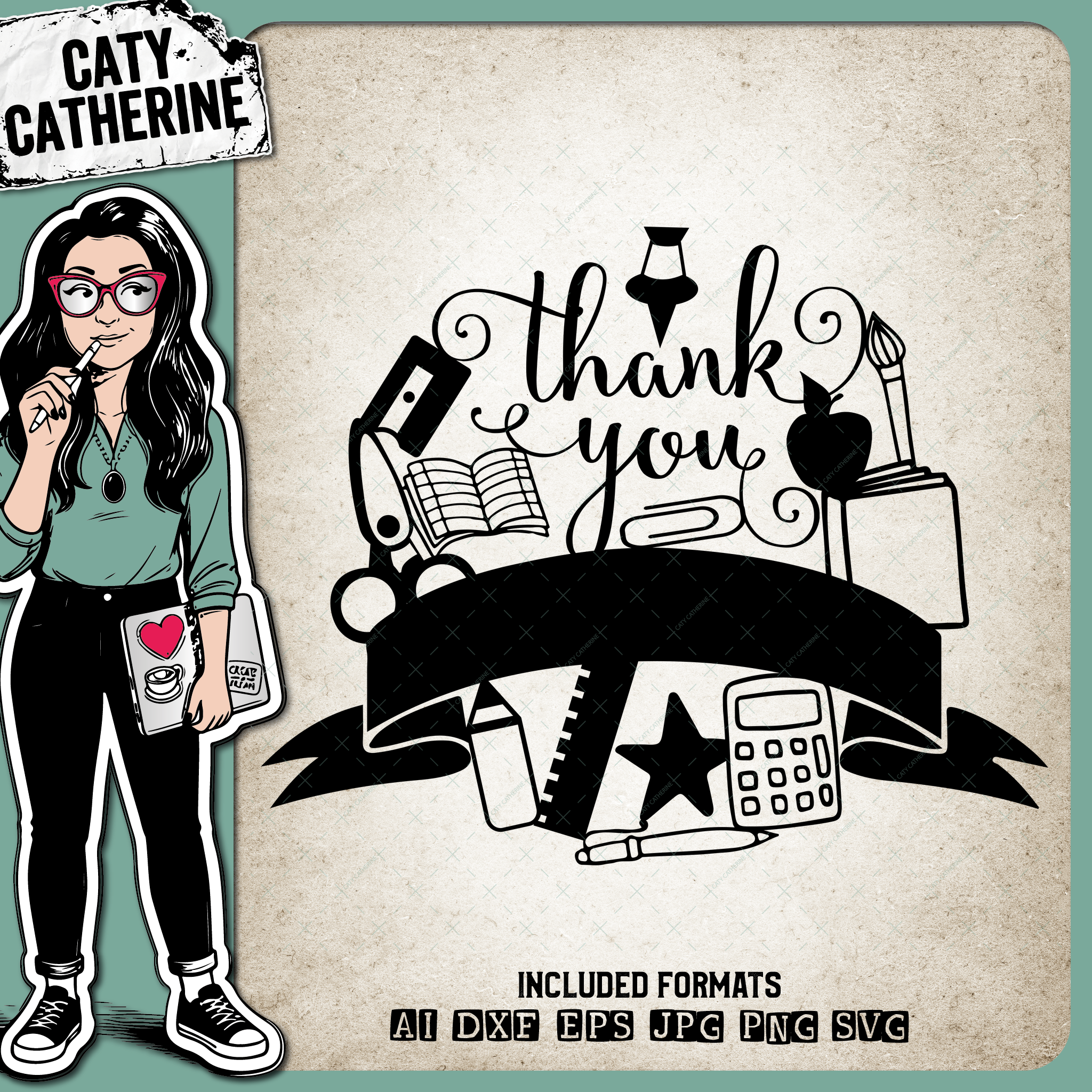 Thank You Banner Teacher, Teacher's Day – Occupations SVG Design by Caty Catherine