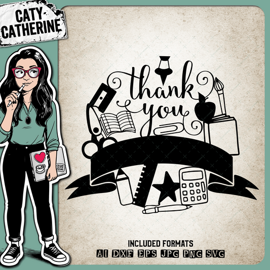 Thank You Banner Teacher, Teacher's Day – Occupations SVG Design by Caty Catherine
