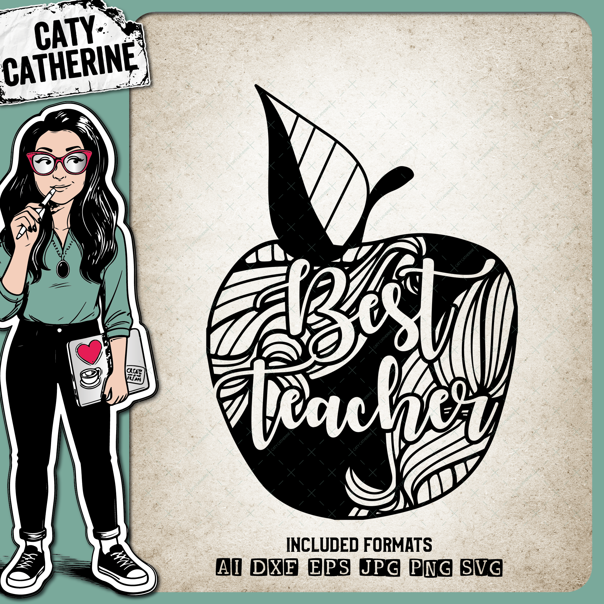 Best Teacher Apple, Teacher's Day – Occupations SVG Design by Caty Catherine