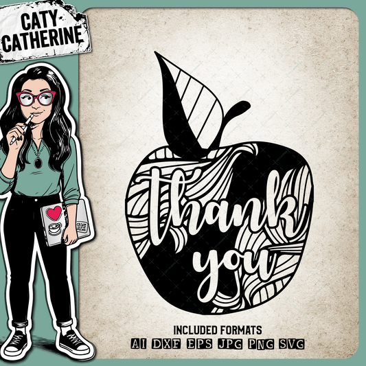 Thank You Teacher Apple, Teacher's Day – Occupations SVG Design by Caty Catherine