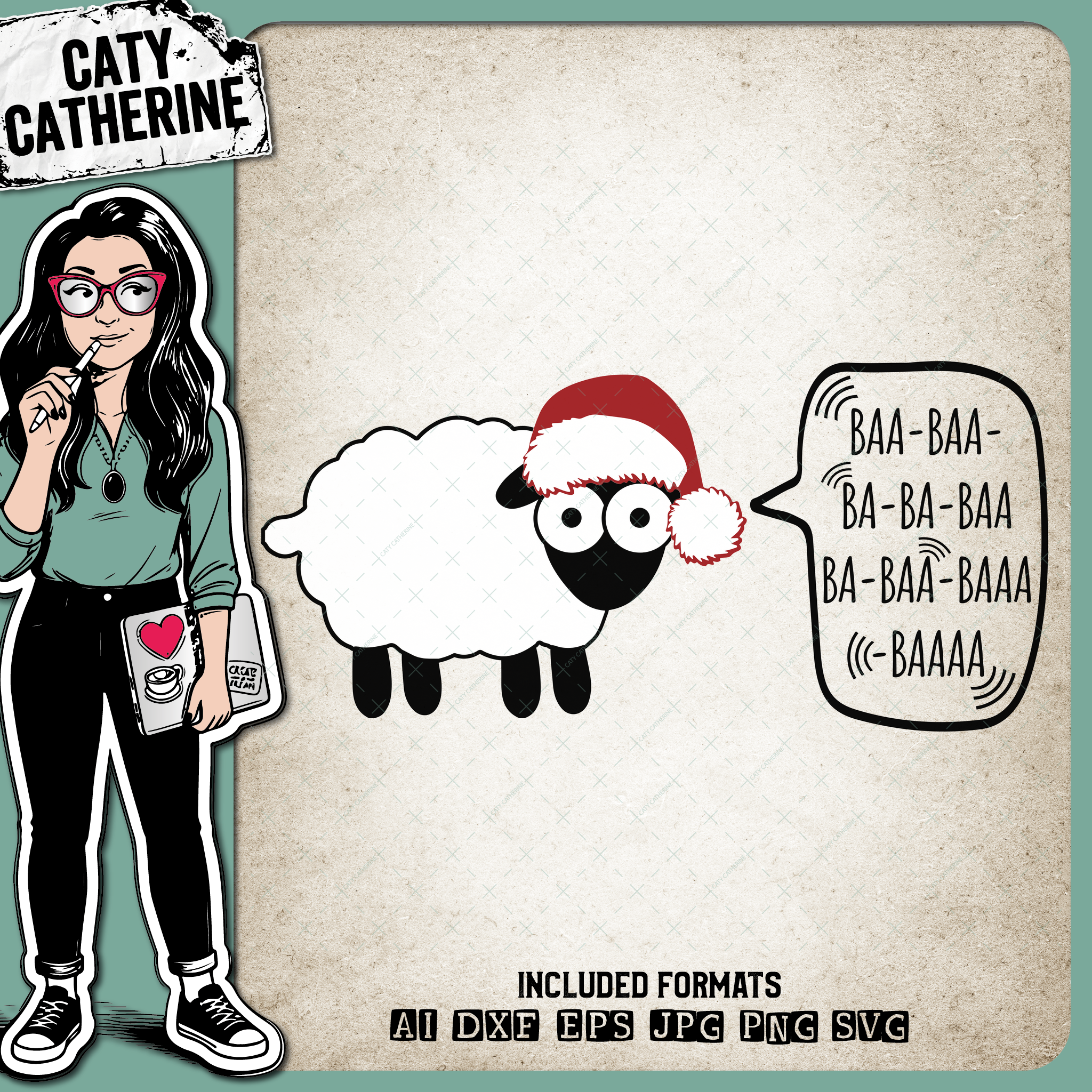 Fa La La La Laa Sheep Singing Christmas Songs – SVG Design by Caty Catherine