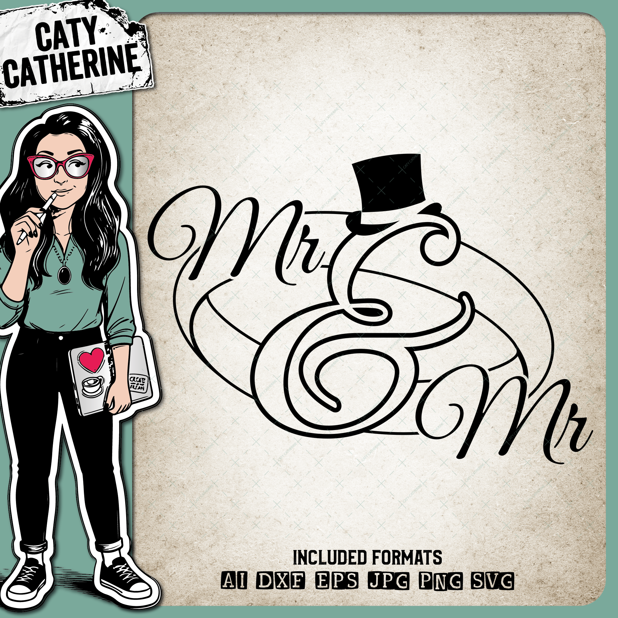 Mr & Mr Wedding Ring Top Hat – SVG Design by Caty Catherine