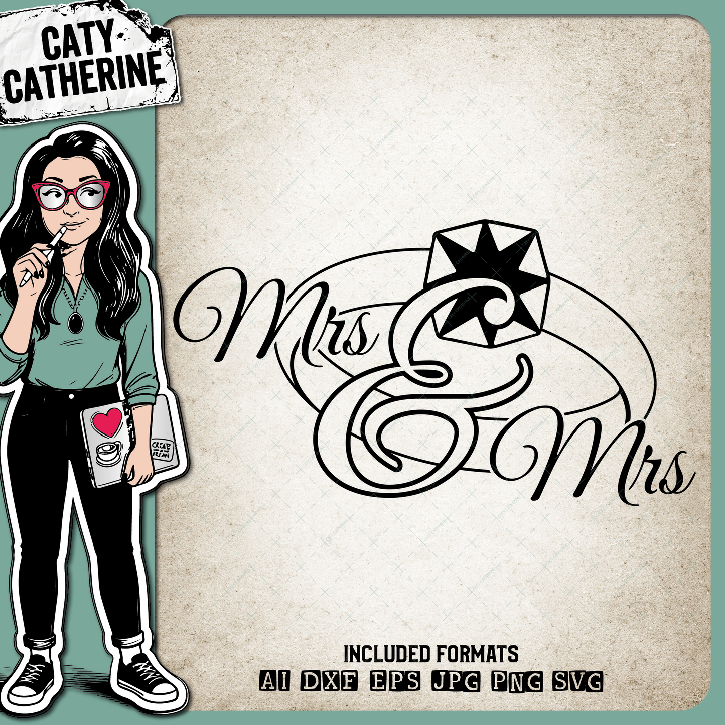 Mrs & Mrs Wedding Ring – SVG Design by Caty Catherine