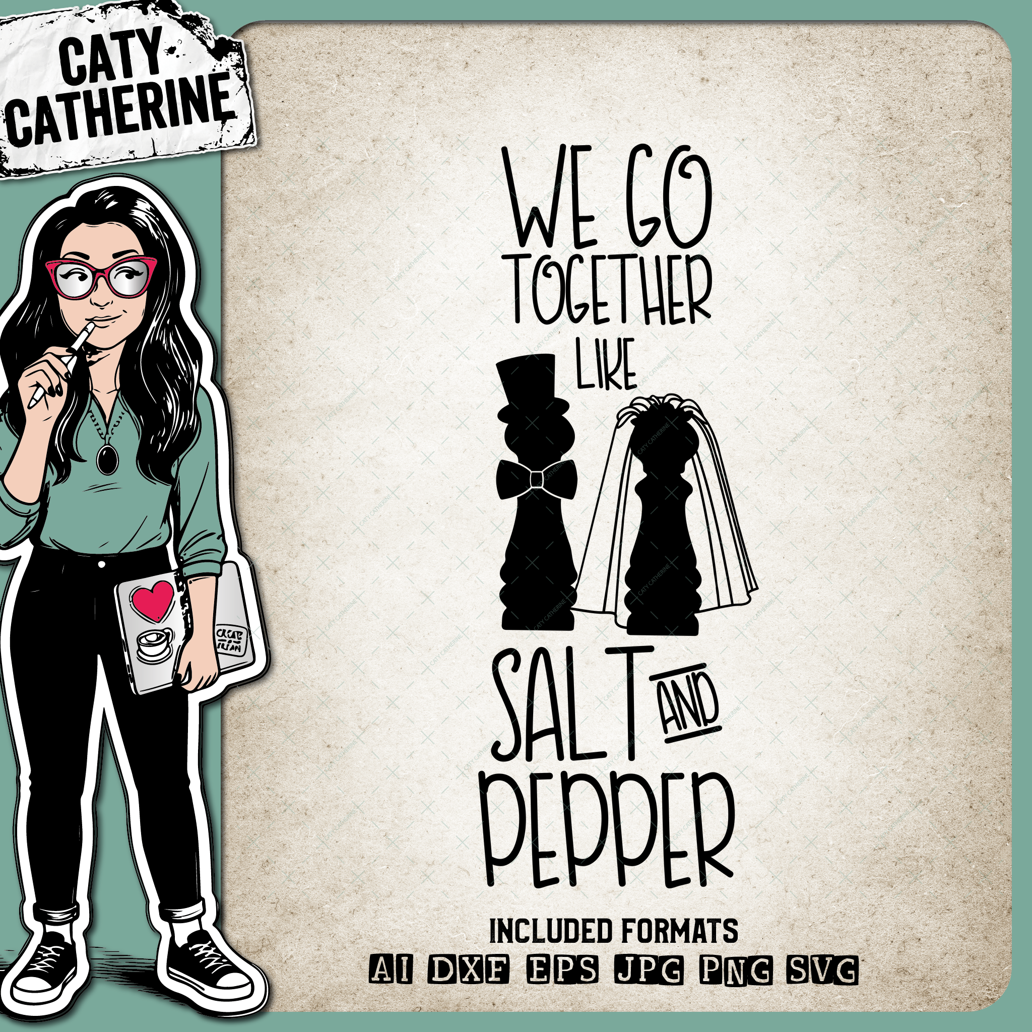 We Go Together Like Salt & Pepper Mr & Mrs Bride & Groom Wedding – SVG Design by Caty Catherine