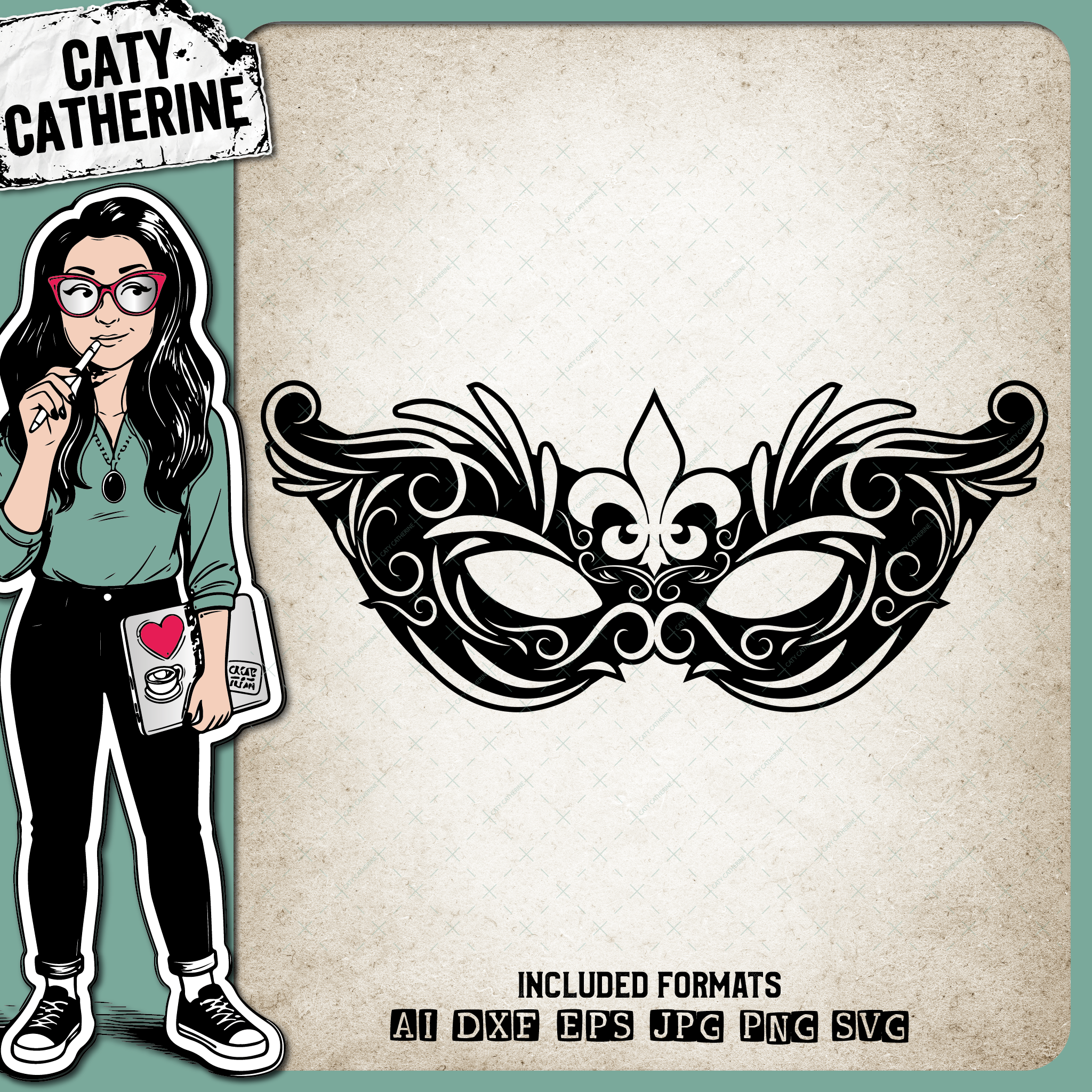 Mardi Gras Mask Masquerade Mask – SVG Design by Caty Catherine