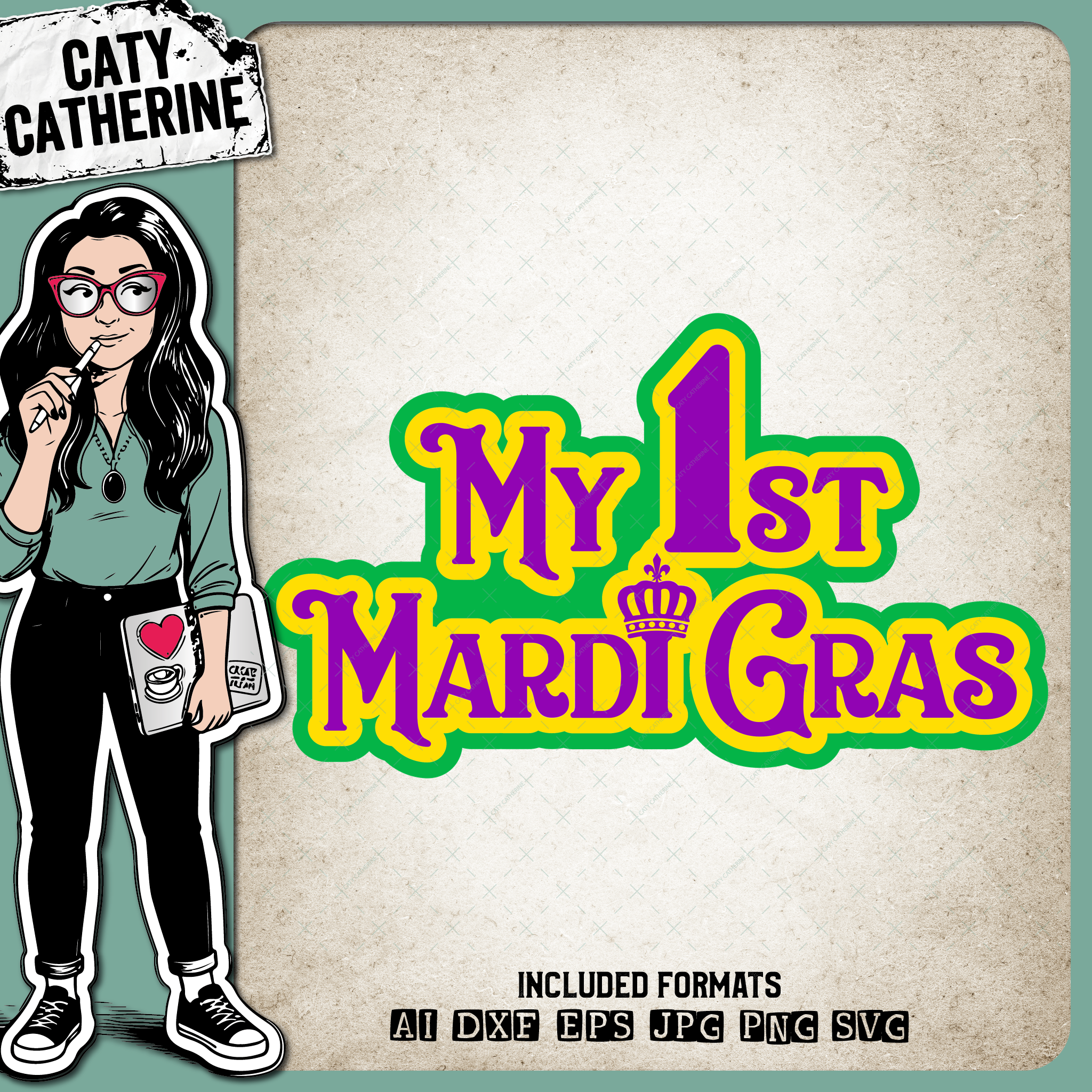Baby My 1st First Mardi Gras Purple Yellow Green – SVG Design by Caty Catherine