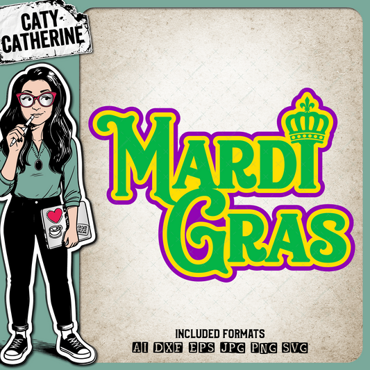 Mardi Gras Purple Yellow Green – SVG Design by Caty Catherine