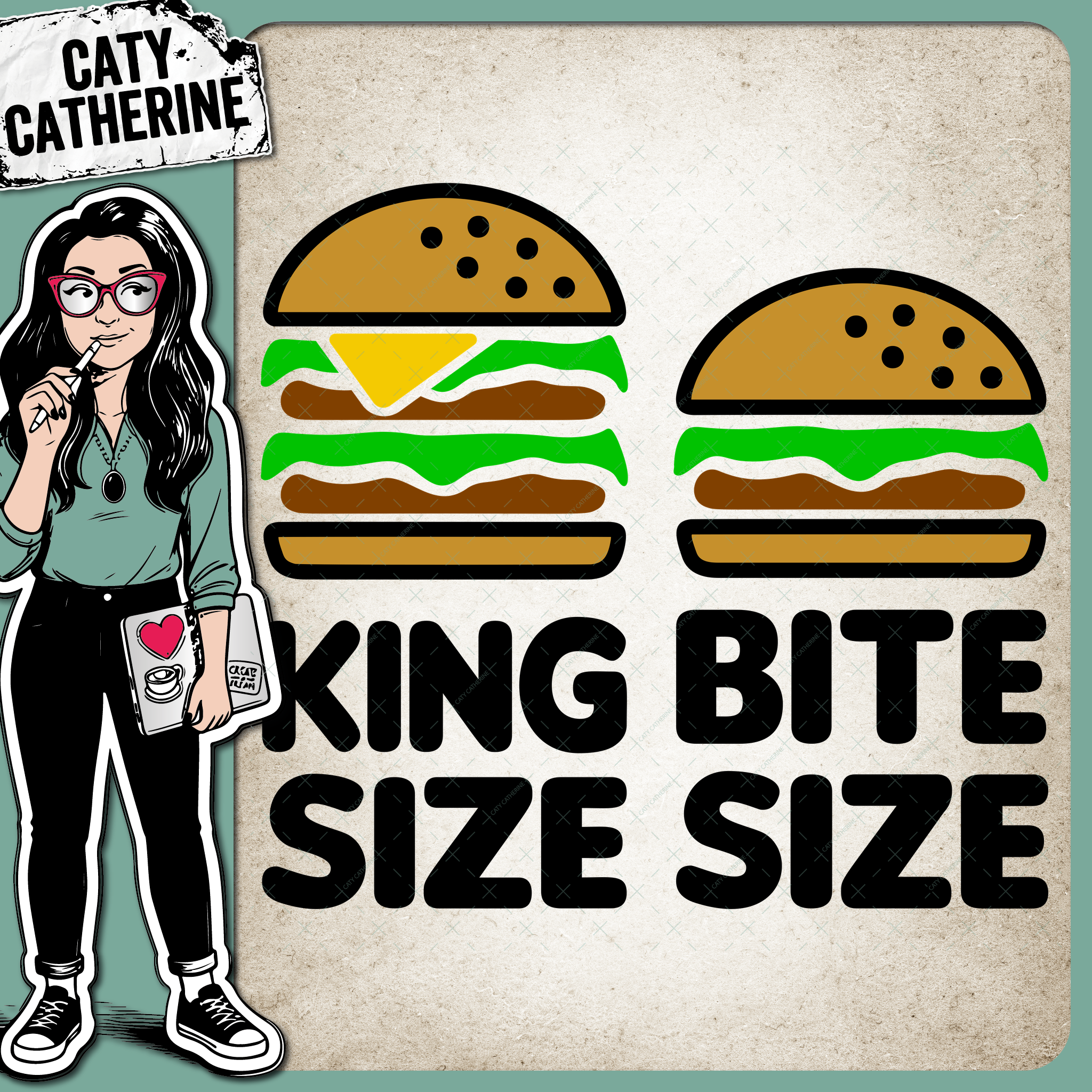 King Size & Bite Size Daddy & Baby Tee & Onesie Design – Family SVG Design by Caty Catherine