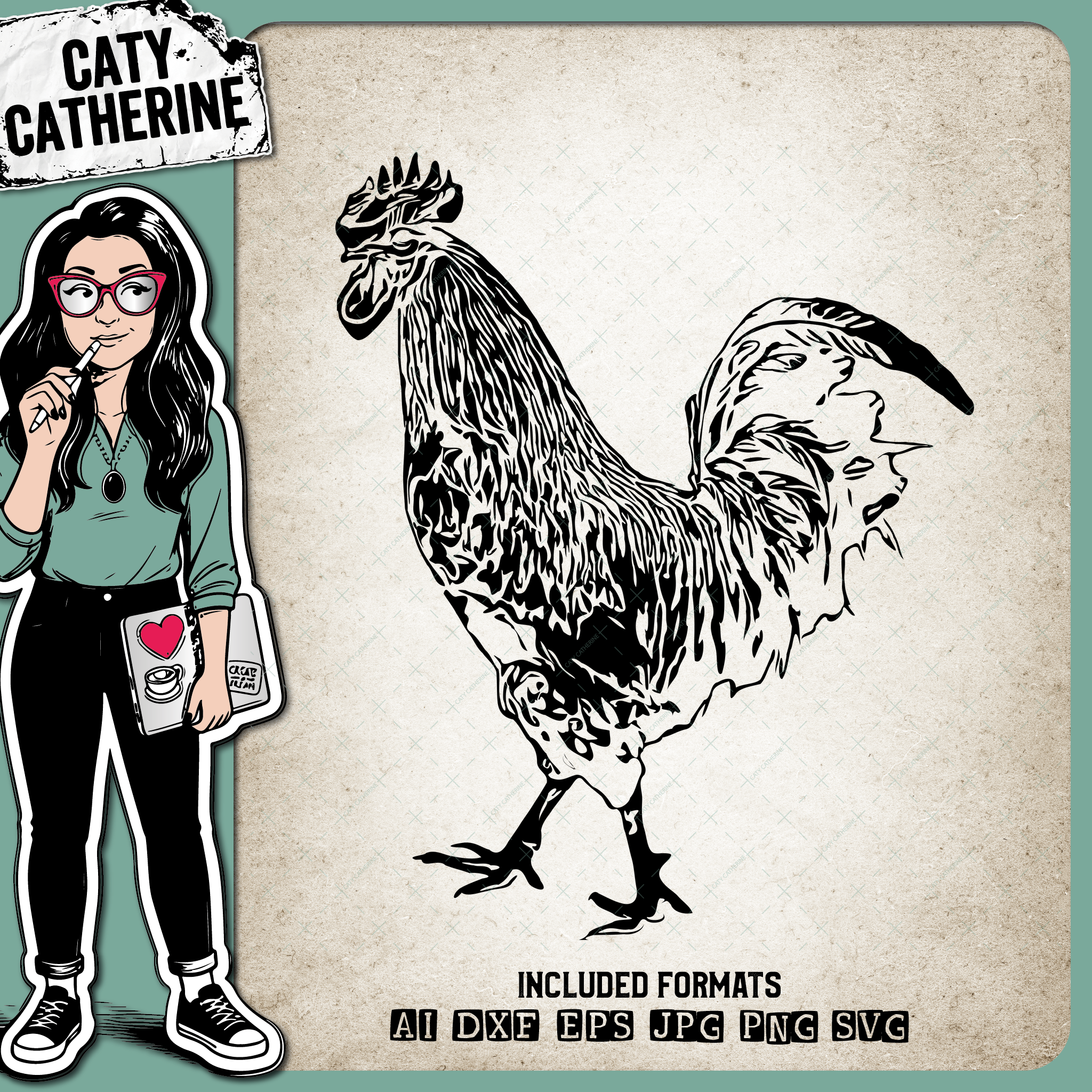 Family Cockerel Hen & Chick Mama Hen & Papa Hen Tee Designs – SVG Design by Caty Catherine