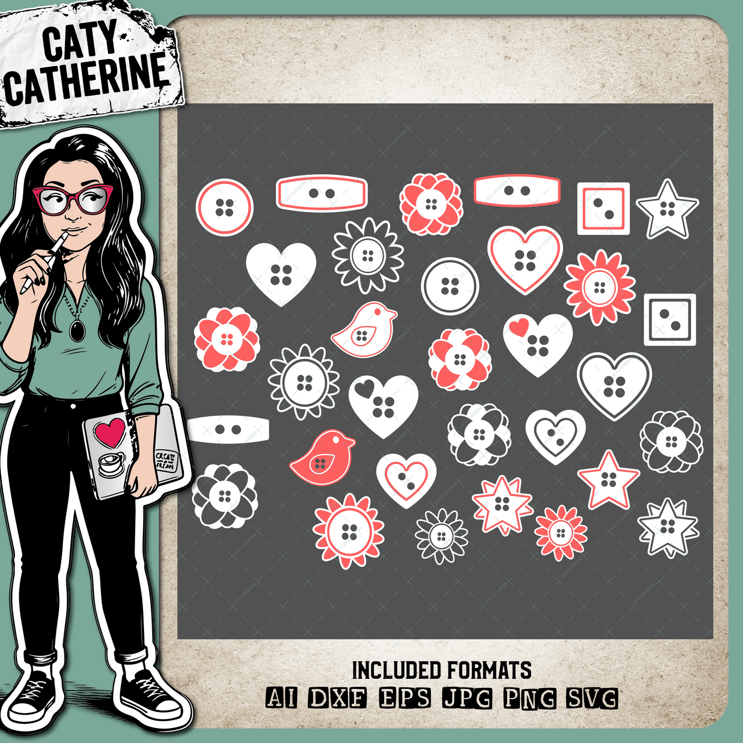 Design Elements Set Of 32 Buttons – Creative Elements SVG Design by Caty Catherine