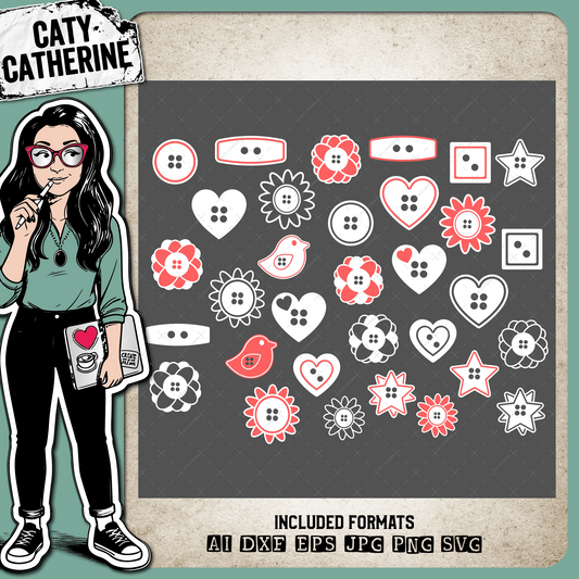 Design Elements Set Of 32 Buttons – Creative Elements SVG Design by Caty Catherine