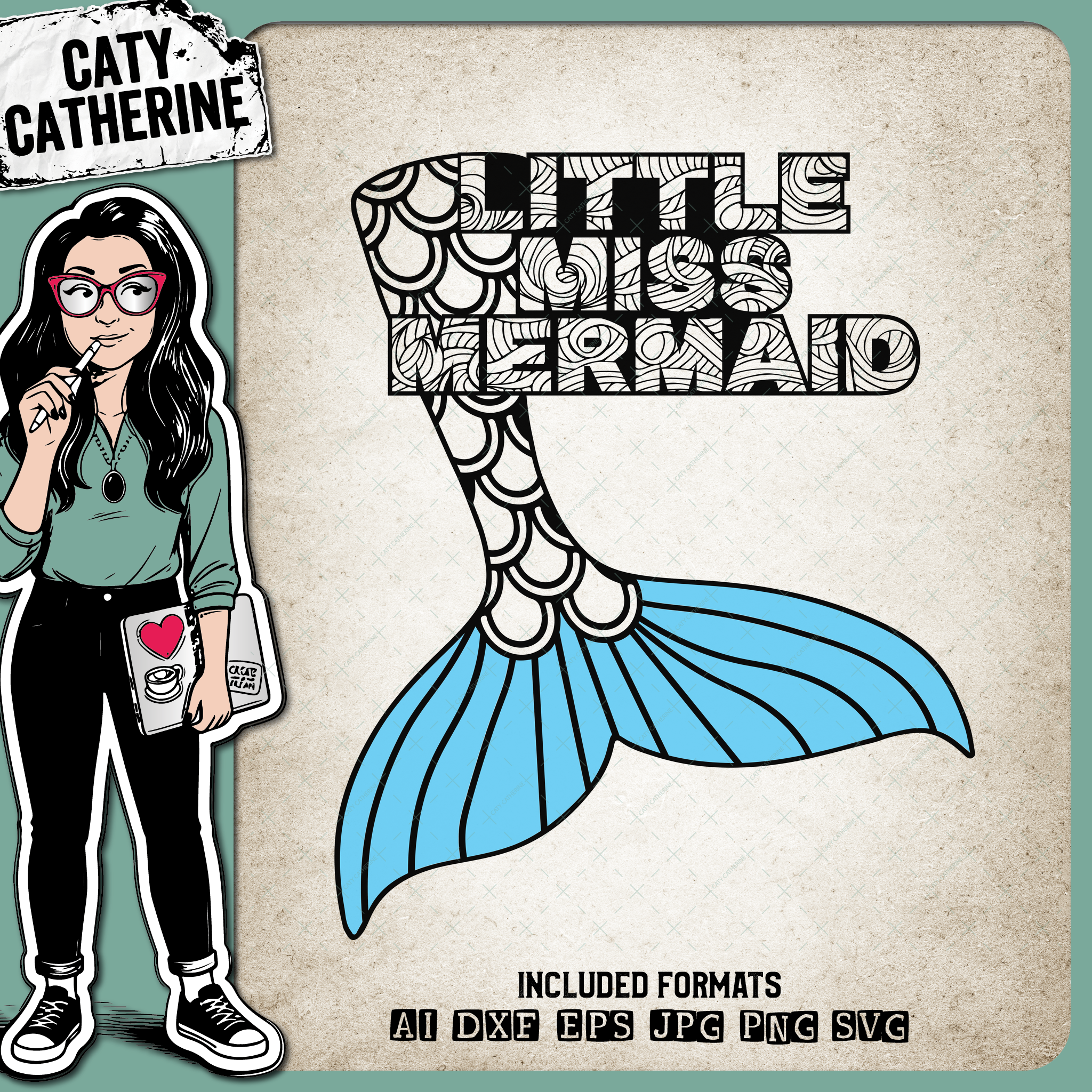 Little Miss Mermaid Tail – Quotes & Sayings SVG Design by Caty Catherine