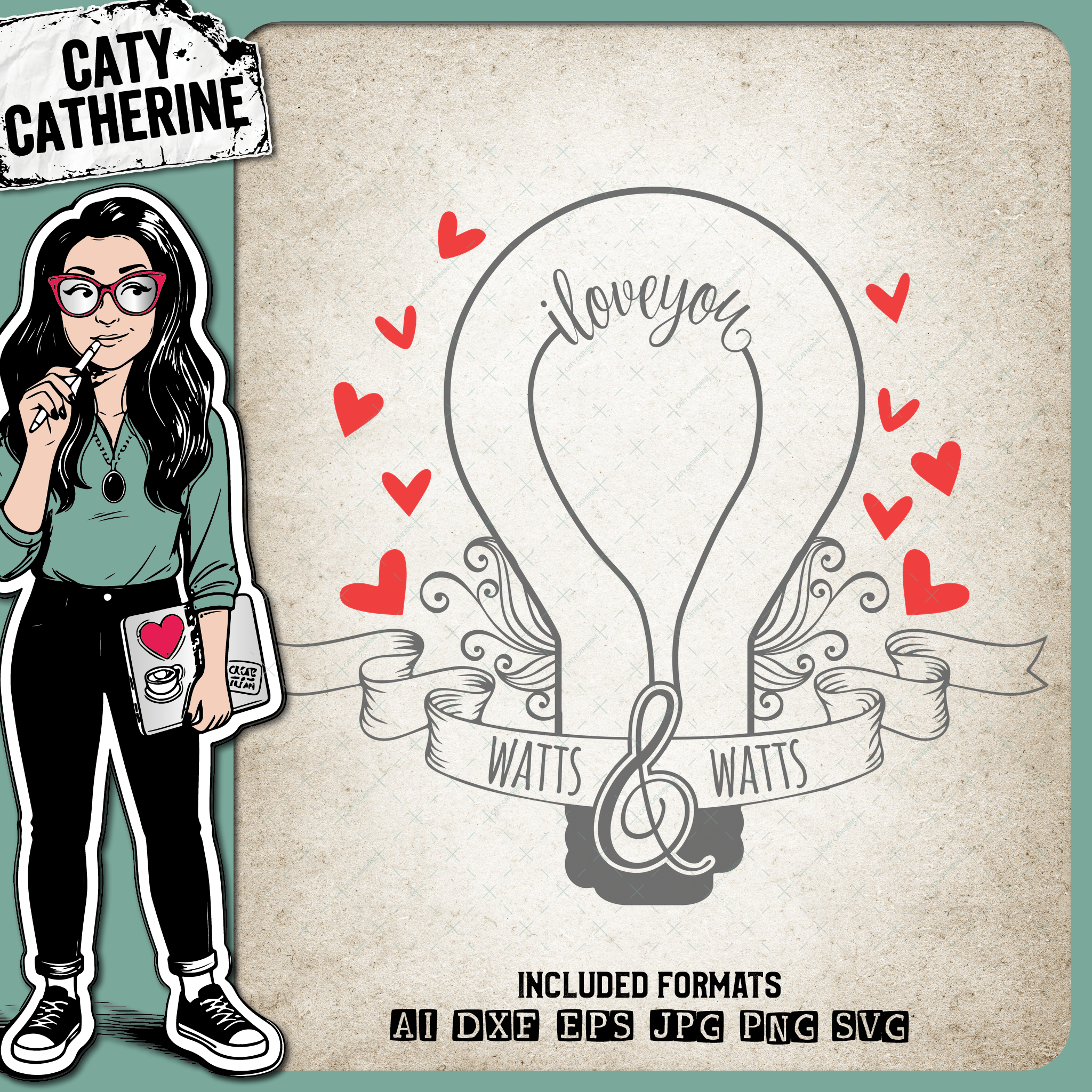 I Love You Watts & Watts Valentine – Valentine’s Day SVG Design by Caty Catherine