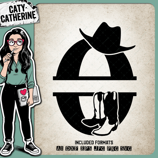 Letter O Cowboy Monogram Includes Cowboy Boots & Cowboy Hat – Monograms SVG Design by Caty Catherine