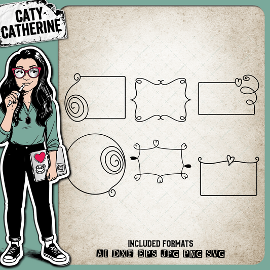 Set of 6 Hand Drawn Doodle Frames Design Elements – Creative Elements SVG Design by Caty Catherine