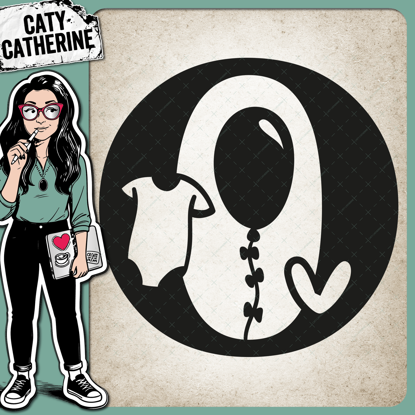 Letter O Newborn Baby Monogram Includes Love Heart BabyGrow Balloon – Monograms SVG Design by Caty Catherine