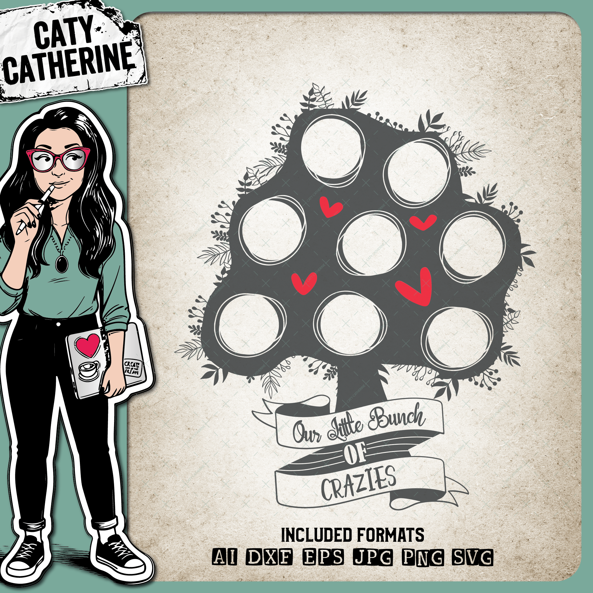 Our Little Bunch of Crazies Family Tree 8 Circles – SVG Design by Caty Catherine