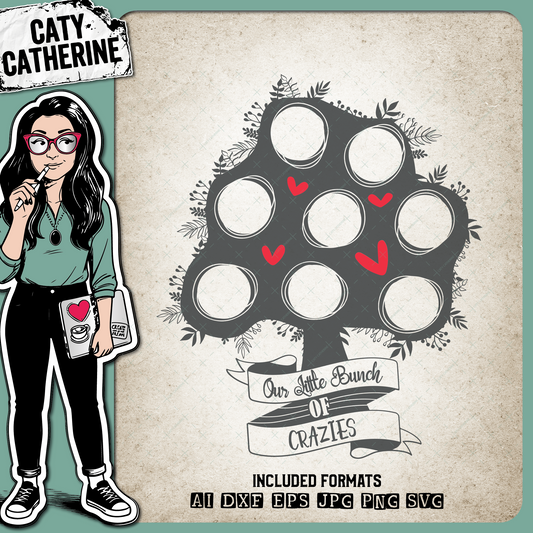 Our Little Bunch of Crazies Family Tree 8 Circles – SVG Design by Caty Catherine