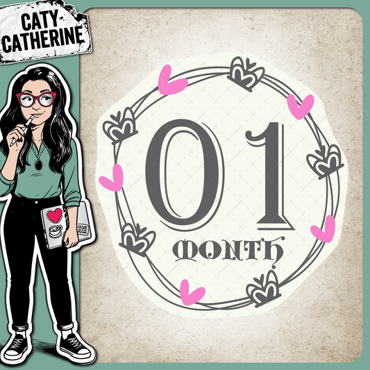 Hearts & Crowns 01-12 Months Milestone – Babies & Kids SVG Design by Caty Catherine