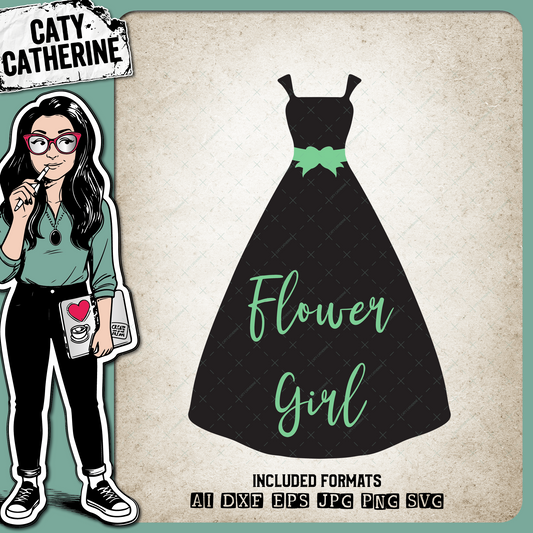Bridal Party Wine Glass Drink Bottle Dress Flower Girl – Wedding SVG Design by Caty Catherine