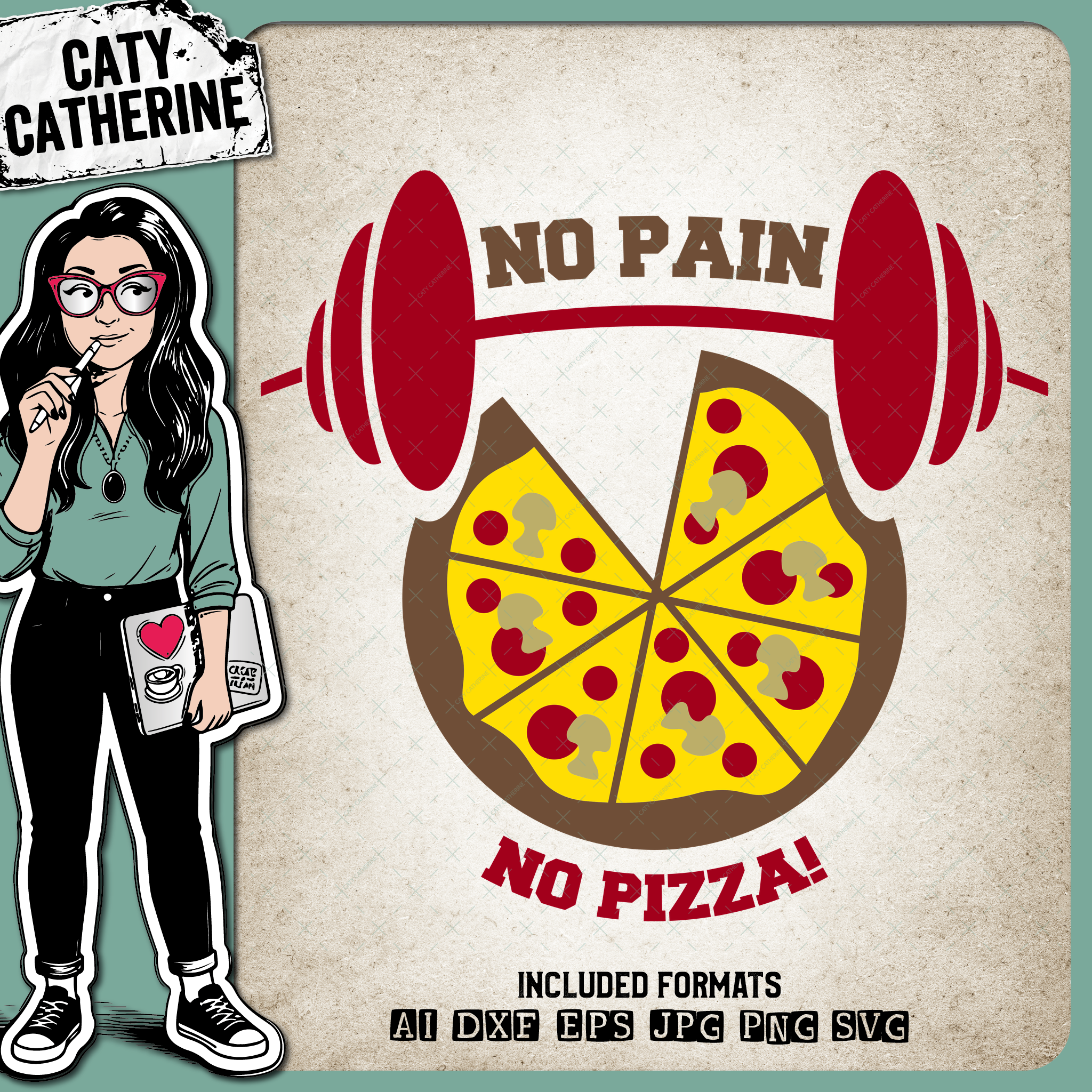 No Pain No Pizza – Sport SVG Design by Caty Catherine