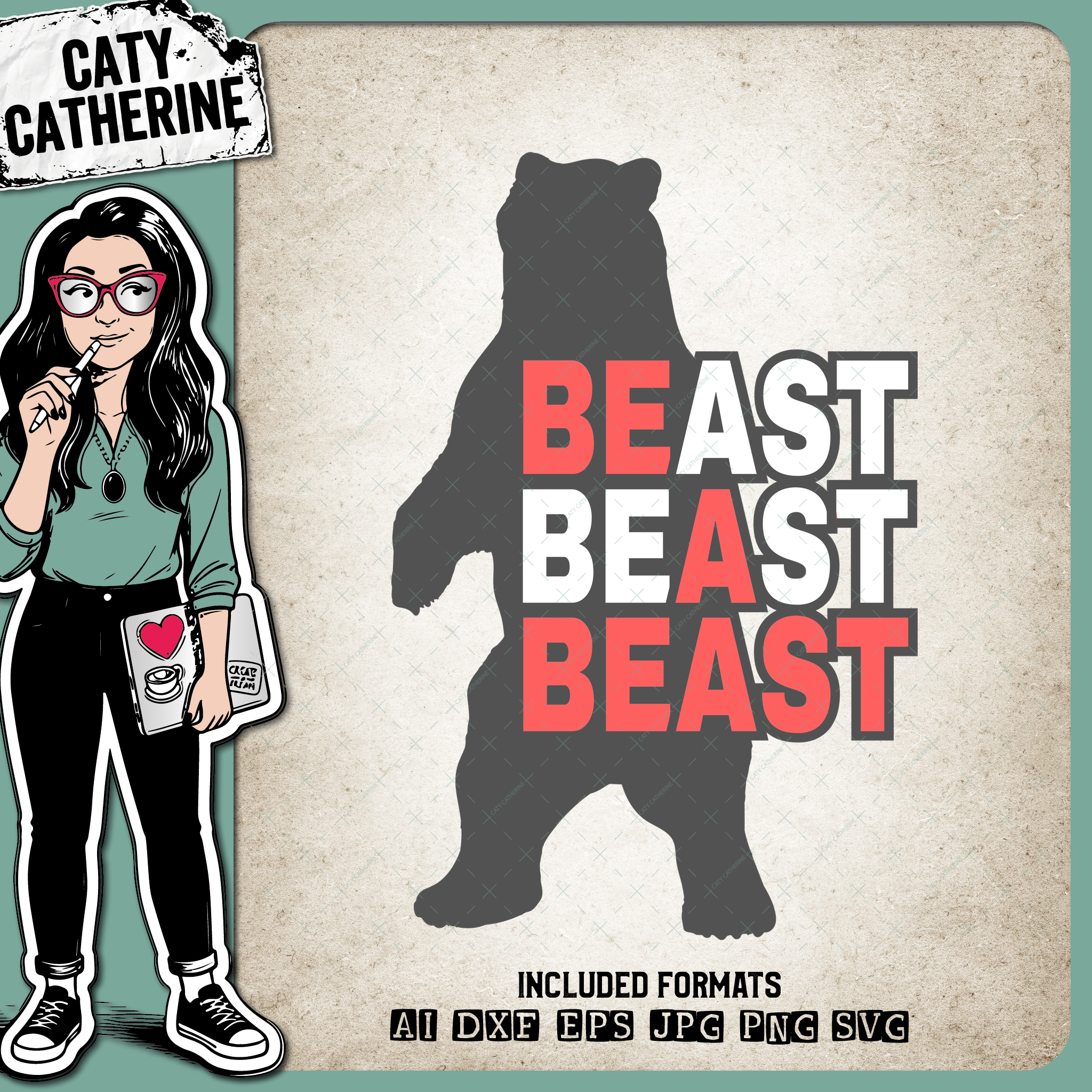 Be A Beast Bear Workout Fitness Gym Tee Design – Sport SVG Design by Caty Catherine