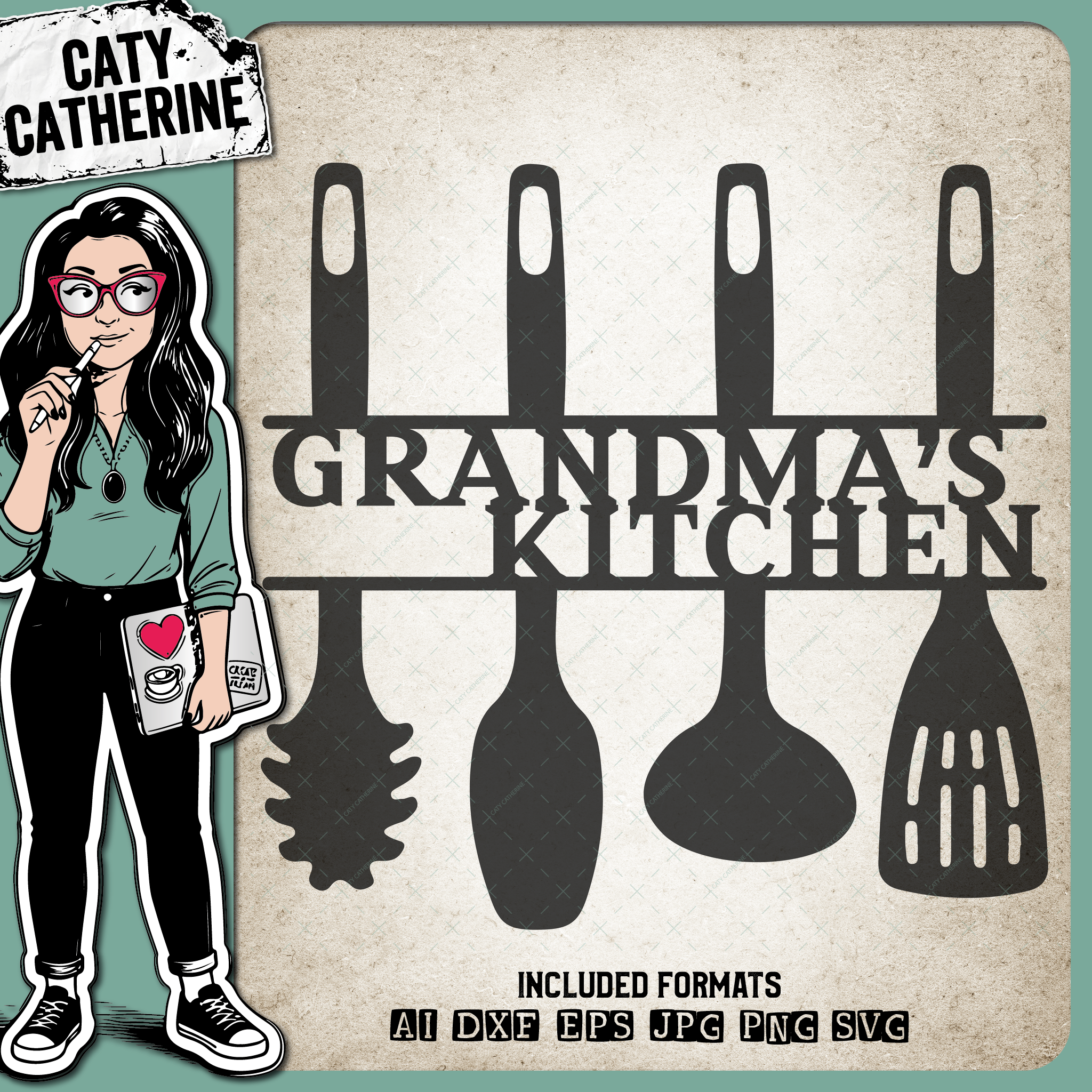 Grandma's Kitchen Sign Kitchen Utensils – Home Decor SVG Design by Caty Catherine