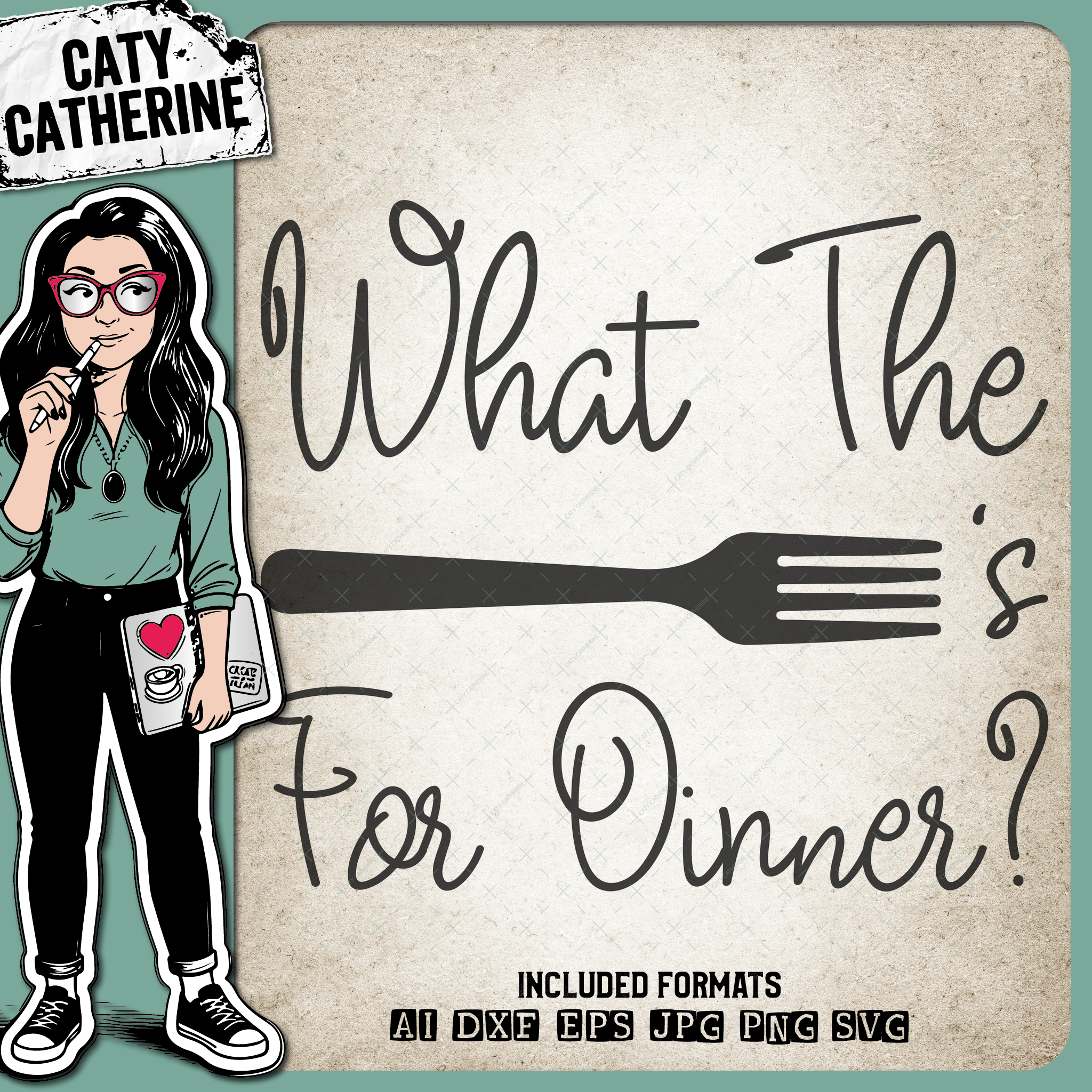 What The Fork's For Dinner? Funny Kitchen Sign – Food & Drink SVG Design by Caty Catherine