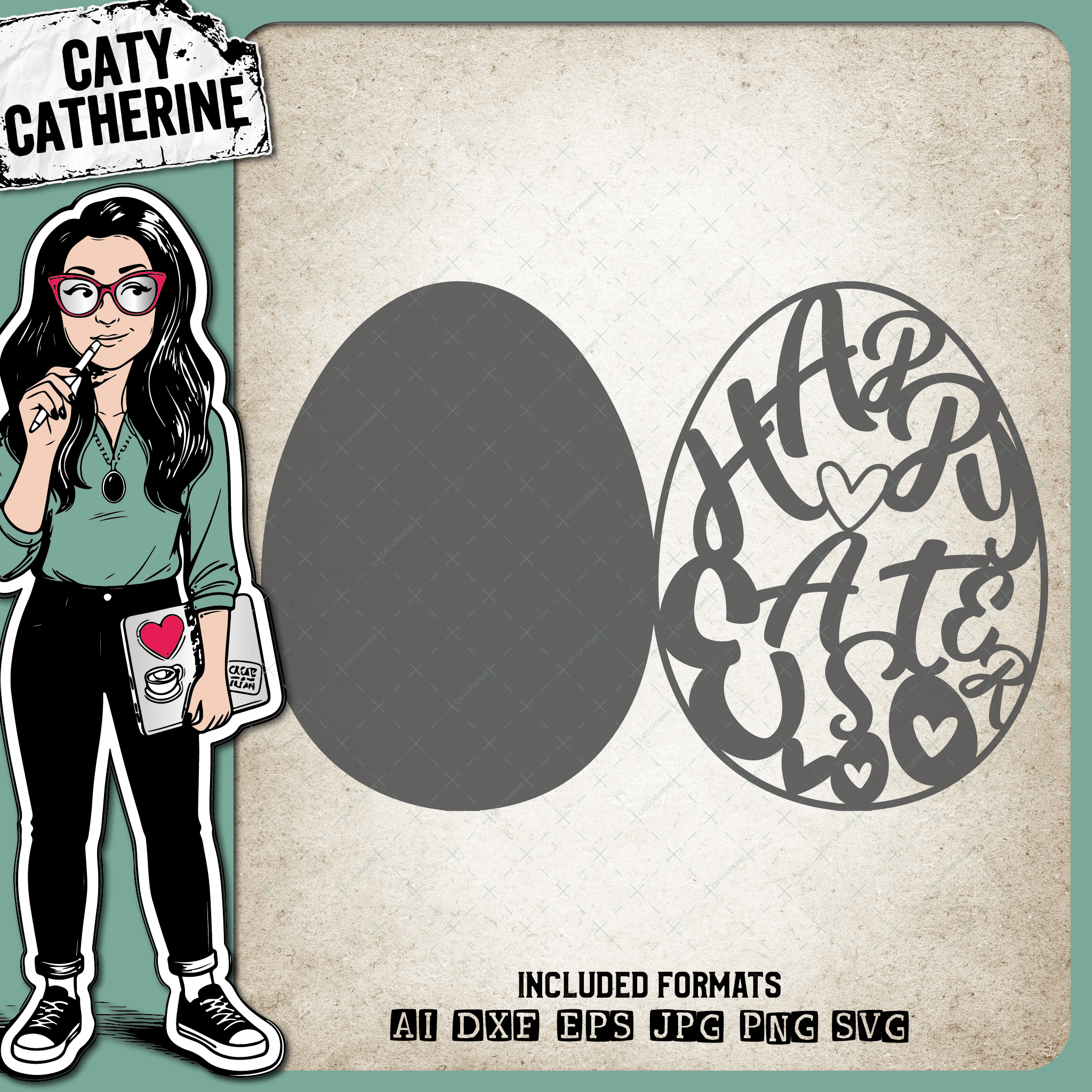 Happy Easter Egg Card Template – SVG Design by Caty Catherine