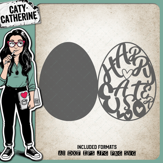 Happy Easter Egg Card Template – SVG Design by Caty Catherine