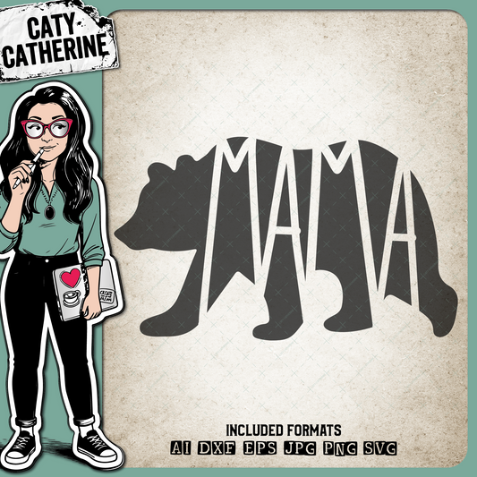 Mama Papa Baby Tee Design Bear Detail – Family SVG Design by Caty Catherine