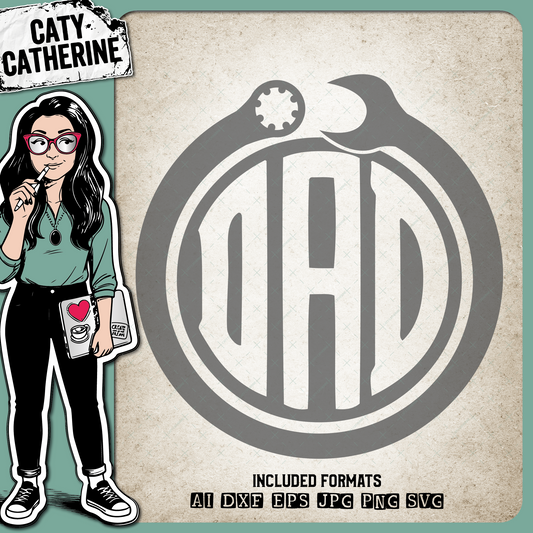 Spanner Ratchet DAD Monogram Frame Father's Day – Occupations SVG Design by Caty Catherine