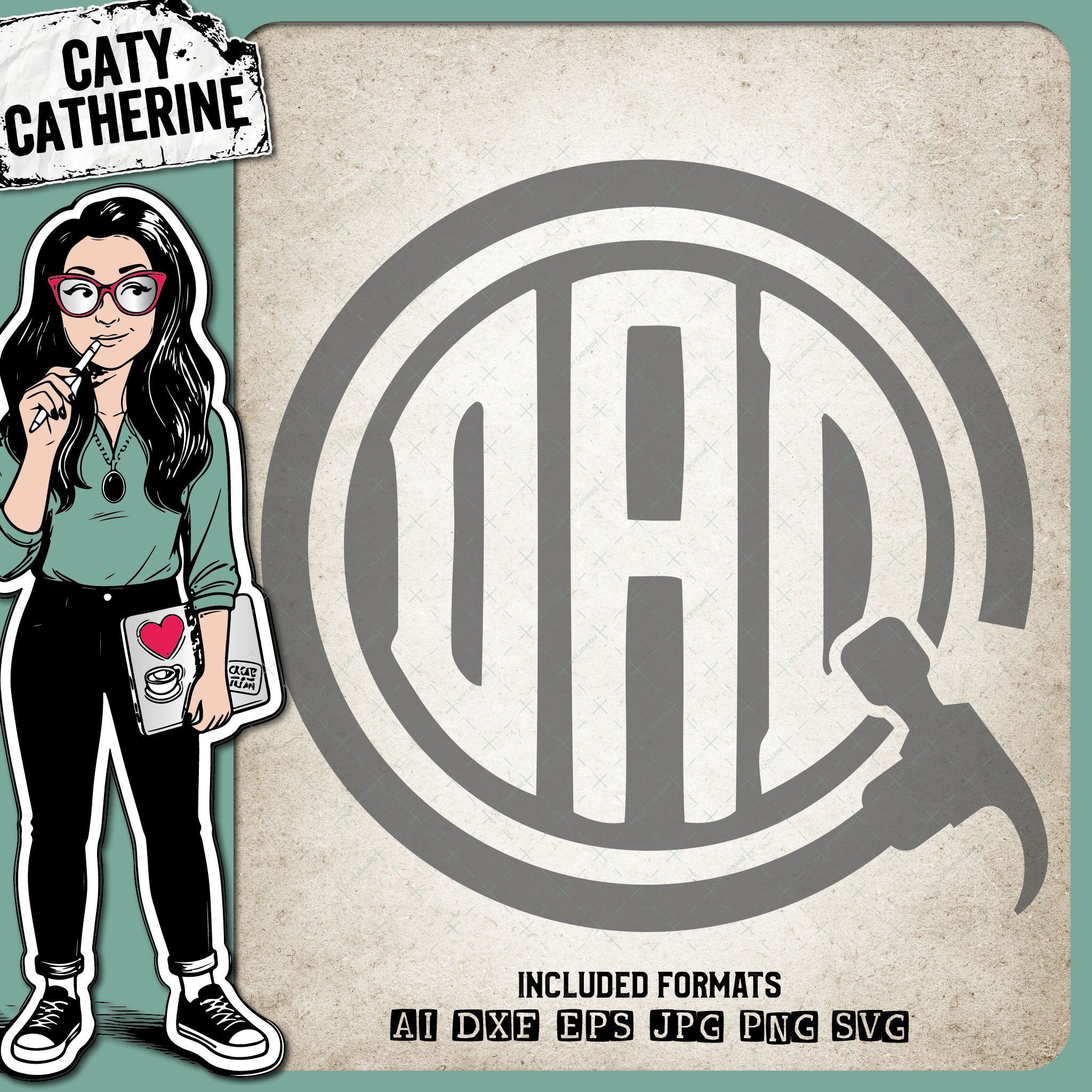 DAD Hammer Monogram Frame Father's Day – Occupations SVG Design by Caty Catherine