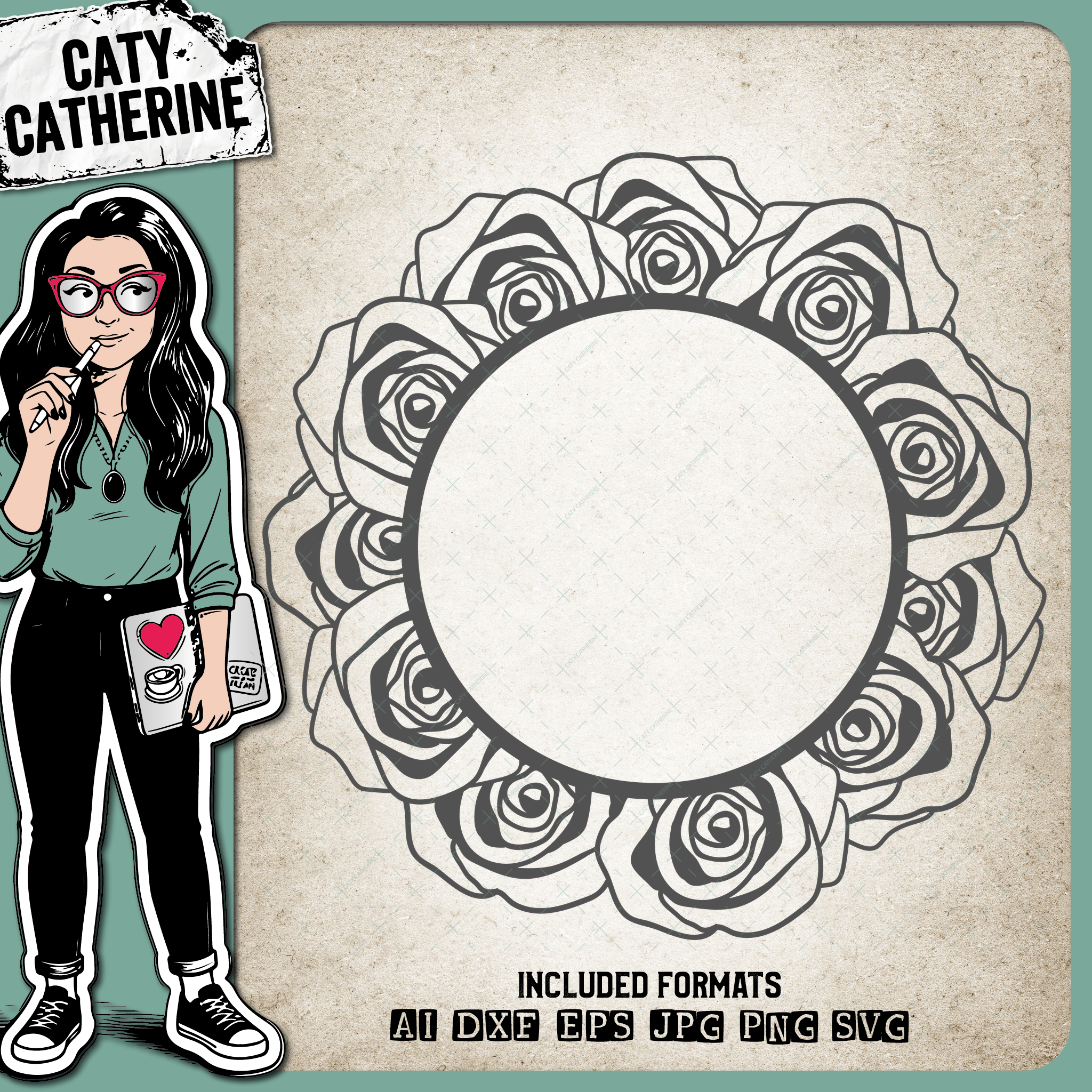 Rose Monogram Frame – Monograms SVG Design by Caty Catherine