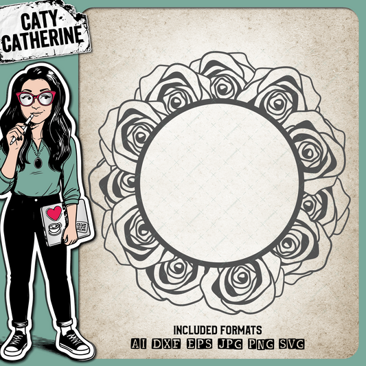 Rose Monogram Frame – Monograms SVG Design by Caty Catherine