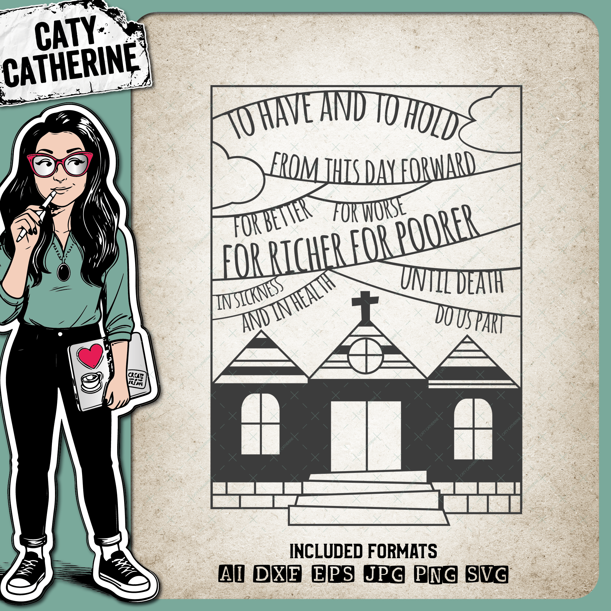 Wedding Vows with Wedding Chapel Wedding Anniversary – SVG Design by Caty Catherine