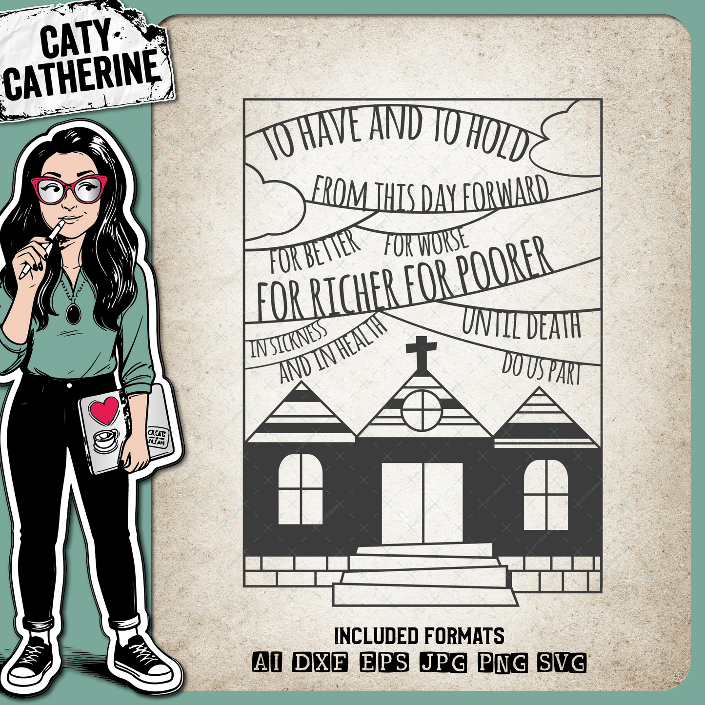 Wedding Vows with Wedding Chapel Wedding Anniversary – SVG Design by Caty Catherine