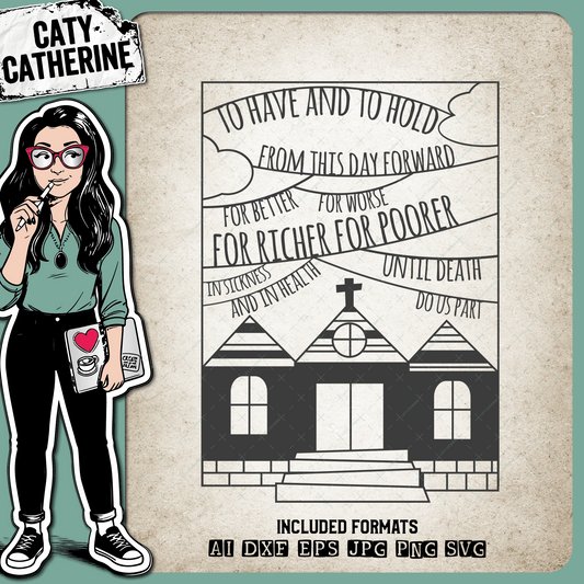 Wedding Vows with Wedding Chapel Wedding Anniversary – SVG Design by Caty Catherine