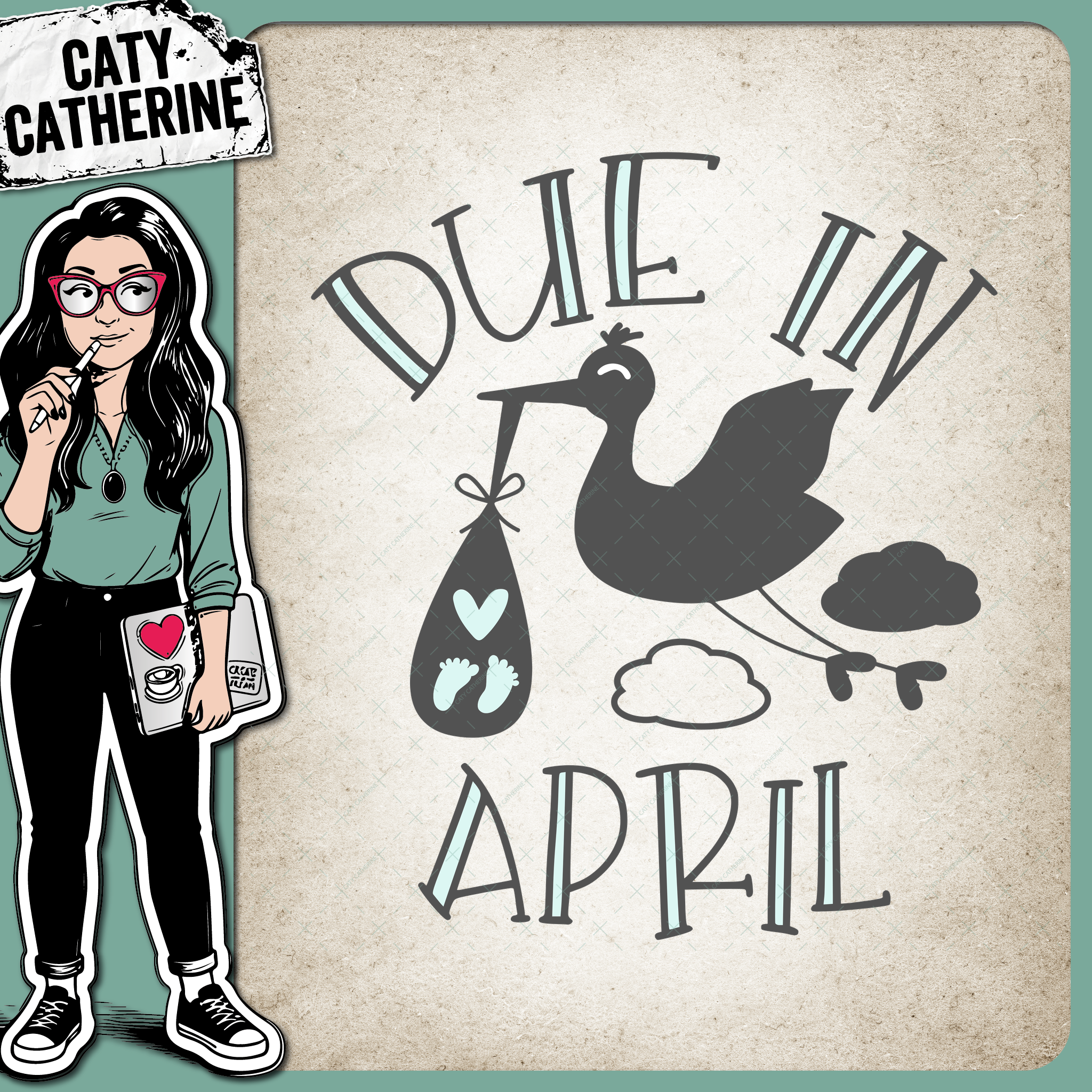 Due In April Pregnancy Announcement – Babies & Kids SVG Design by Caty Catherine