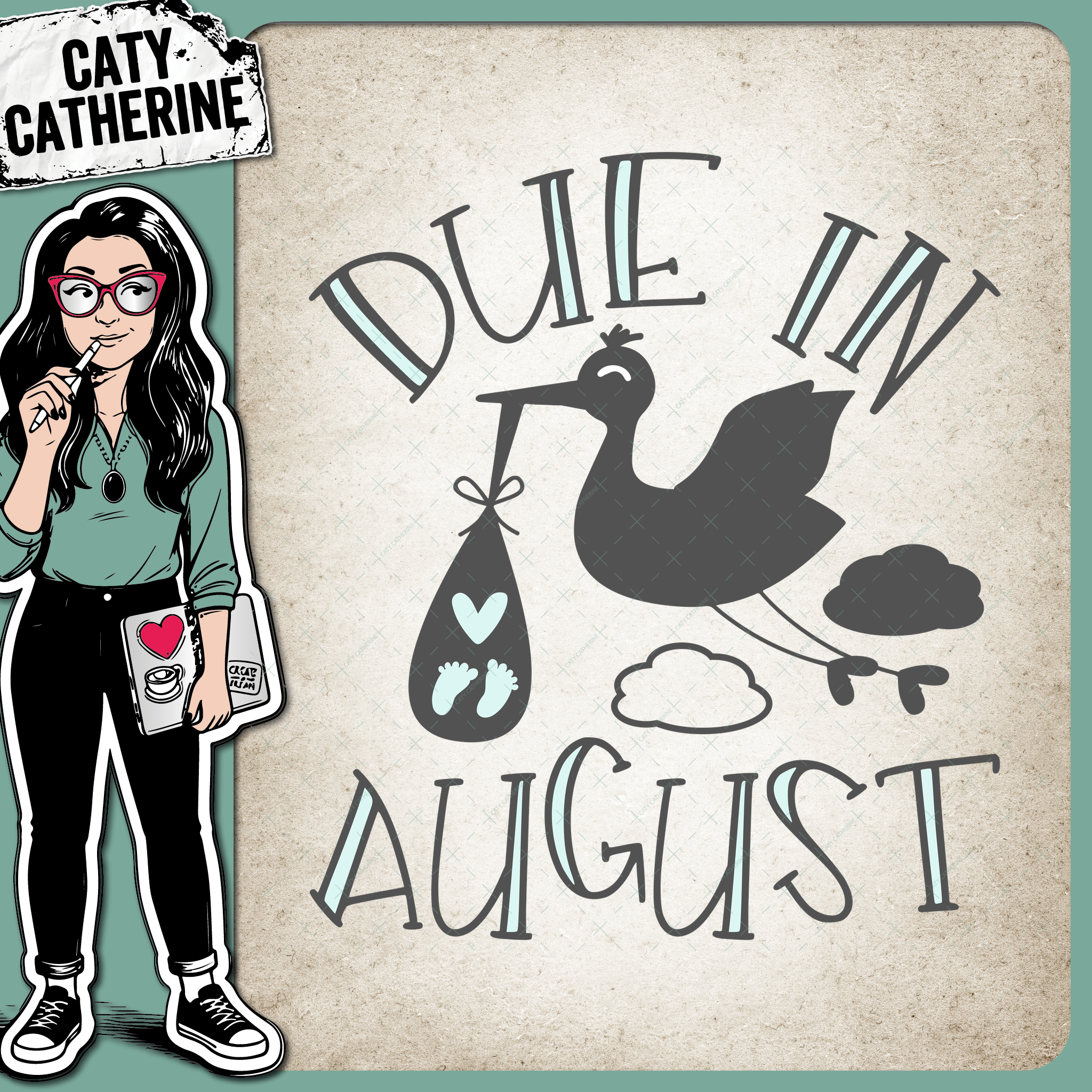 Due In August Pregnancy Announcement – Babies & Kids SVG Design by Caty Catherine