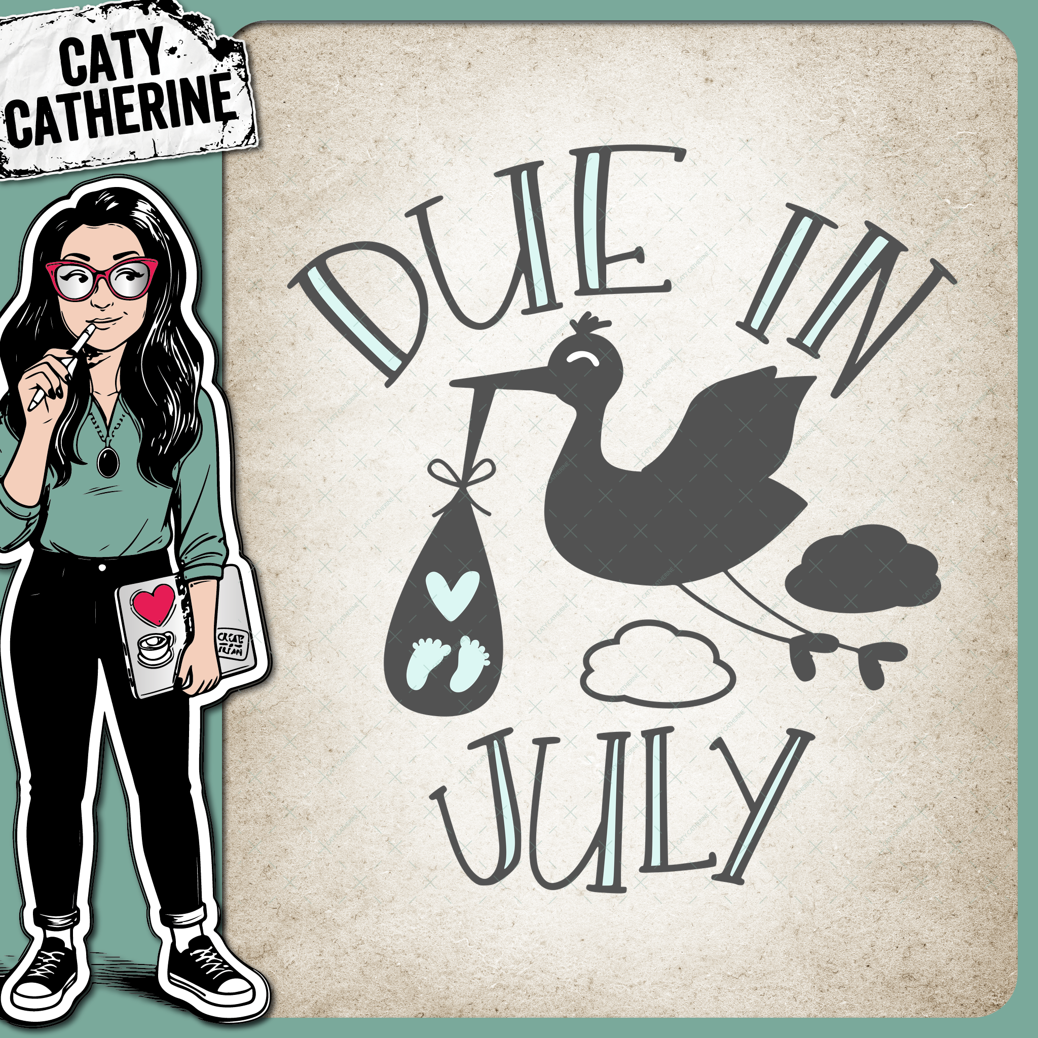 Due In July Pregnancy Announcement – Babies & Kids SVG Design by Caty Catherine