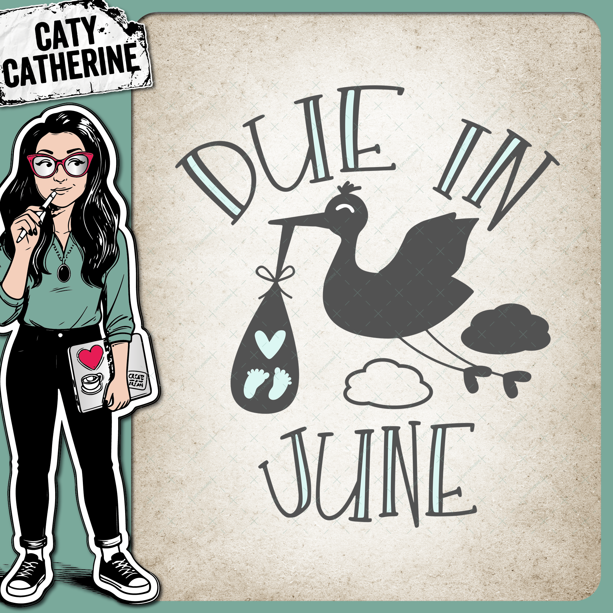 Due In June Pregnancy Announcement – Babies & Kids SVG Design by Caty Catherine
