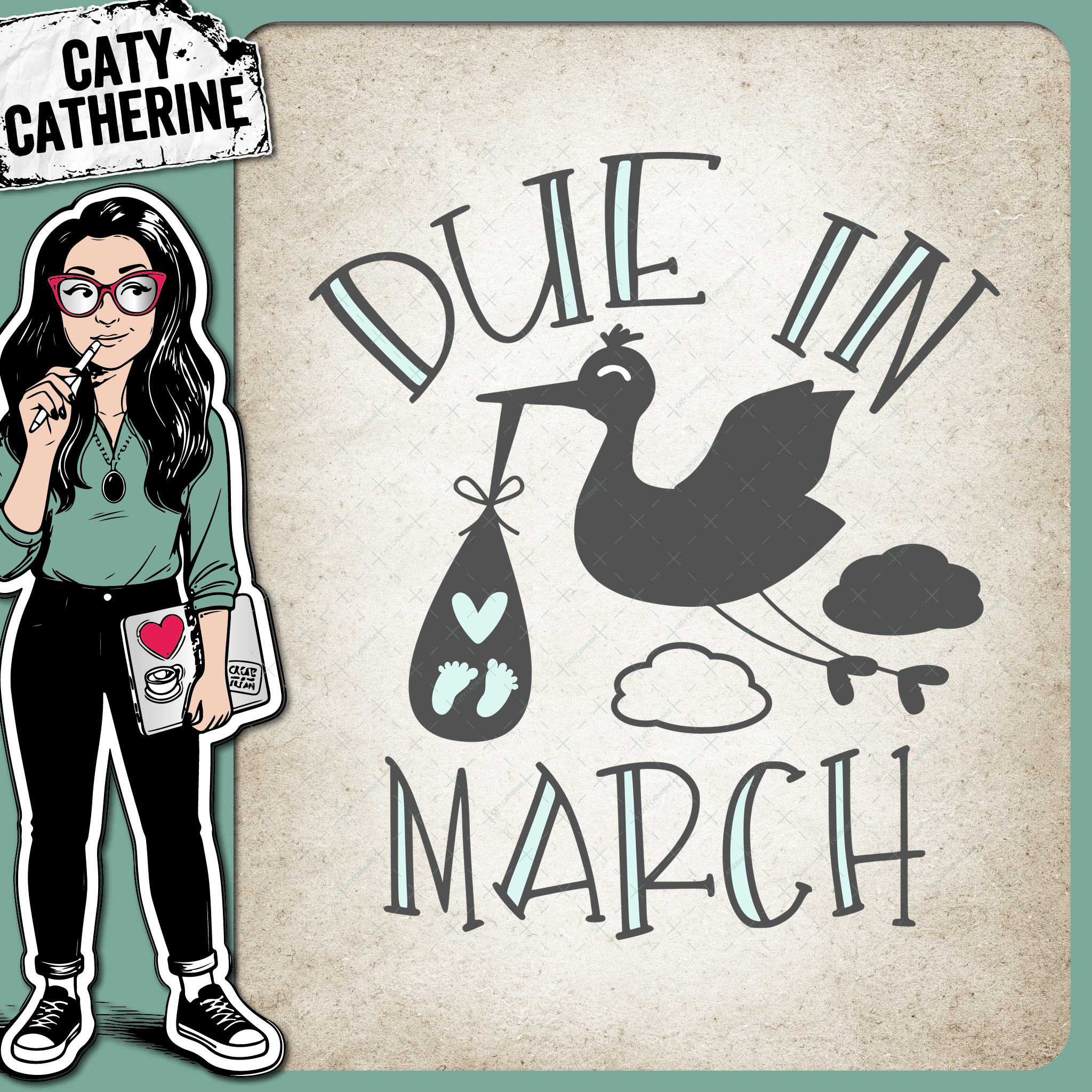Due In March Pregnancy Announcement – Babies & Kids SVG Design by Caty Catherine