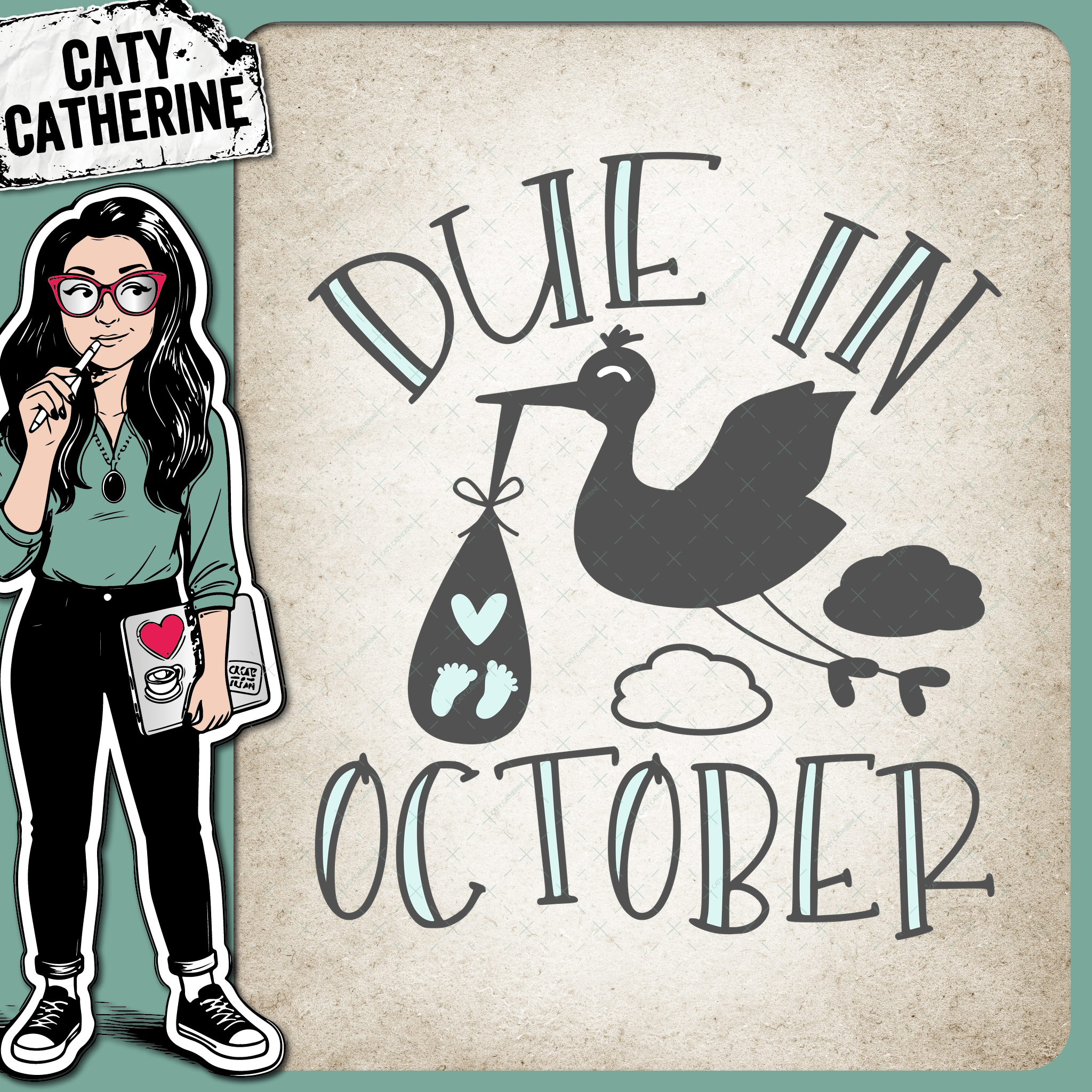 Due In October Pregnancy Announcement – Babies & Kids SVG Design by Caty Catherine