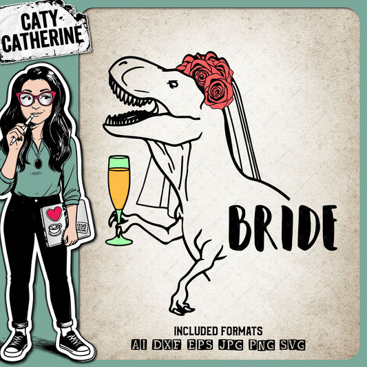 T-Rex Bride Monster Bride – Wedding SVG Design by Caty Catherine