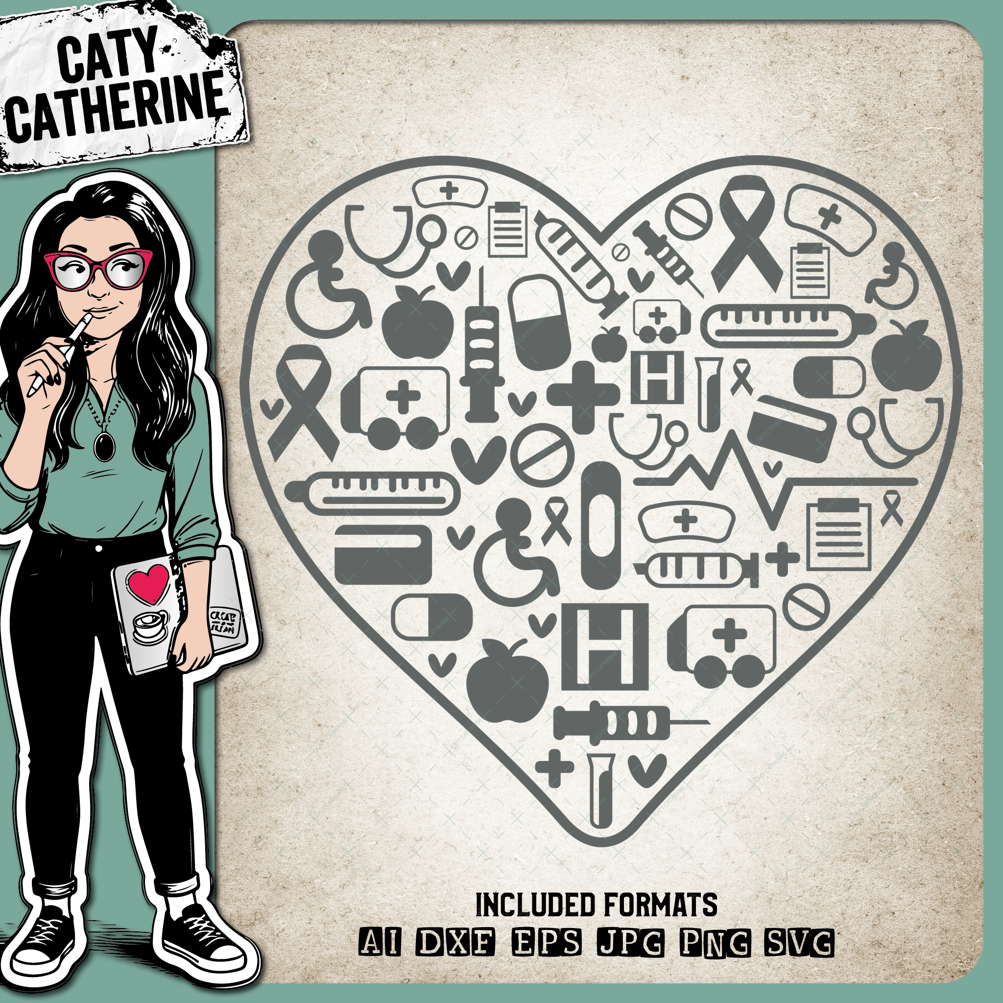 Love Heart Nurse Collage Nurses Week – SVG Design by Caty Catherine