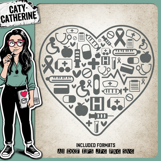 Love Heart Nurse Collage Nurses Week – SVG Design by Caty Catherine