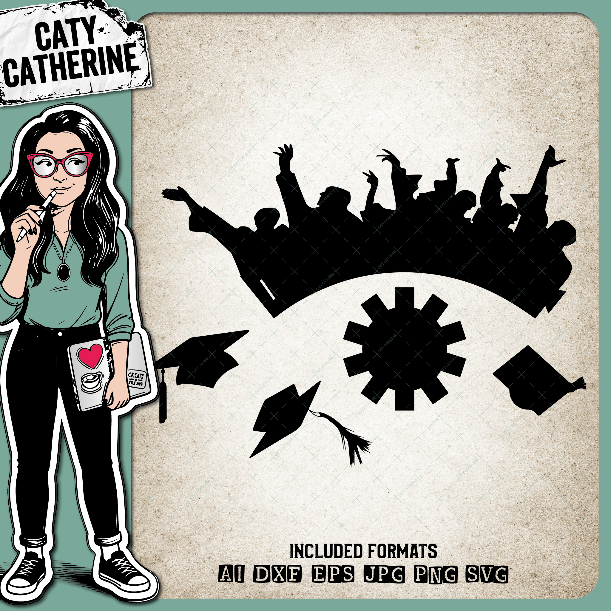 Graduation Cupcake Wrapper & Topper Templates – Education SVG Design by Caty Catherine